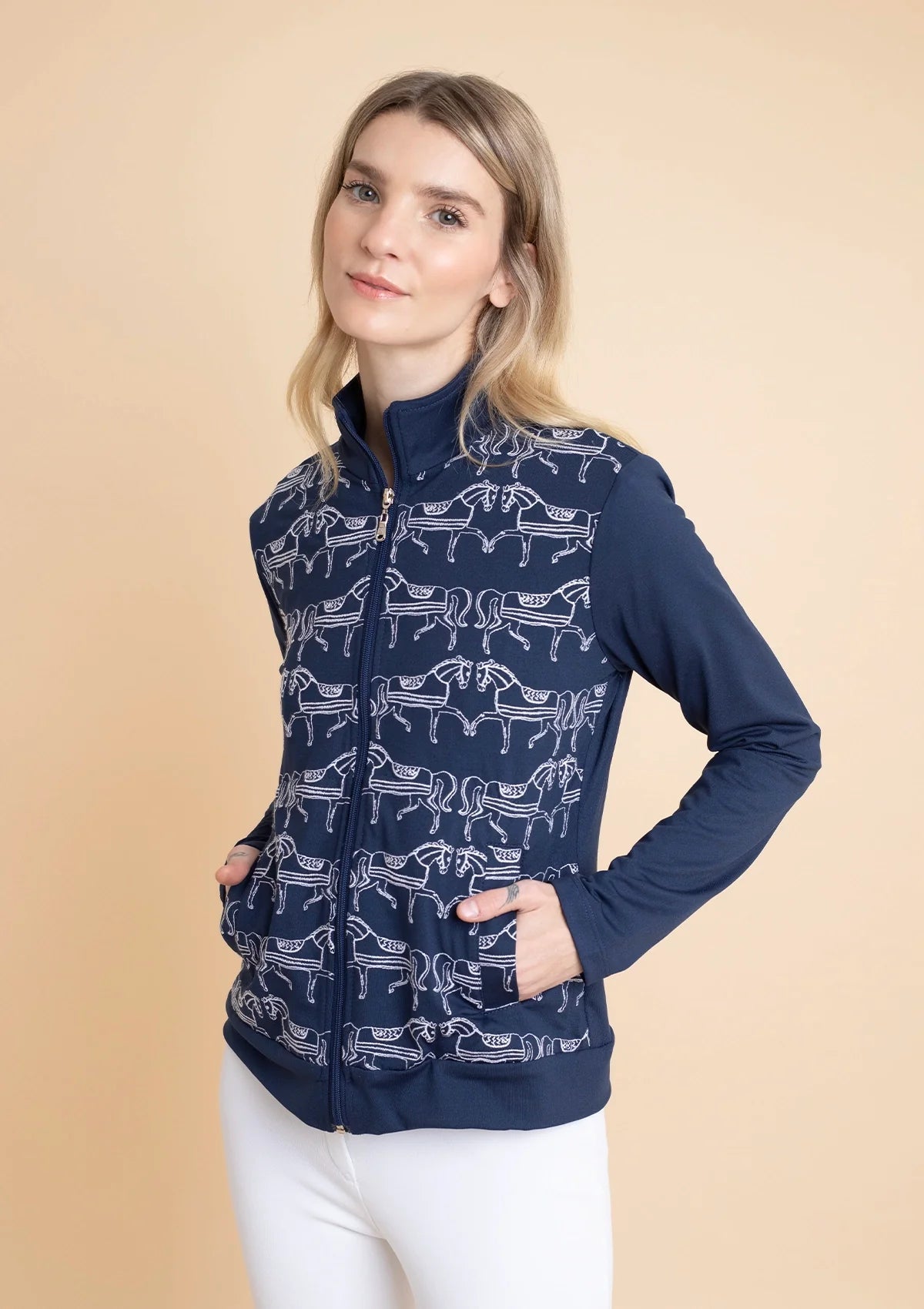 Bosco Zip Jacket | Navy & White - Rönner - Equiluxe Tack