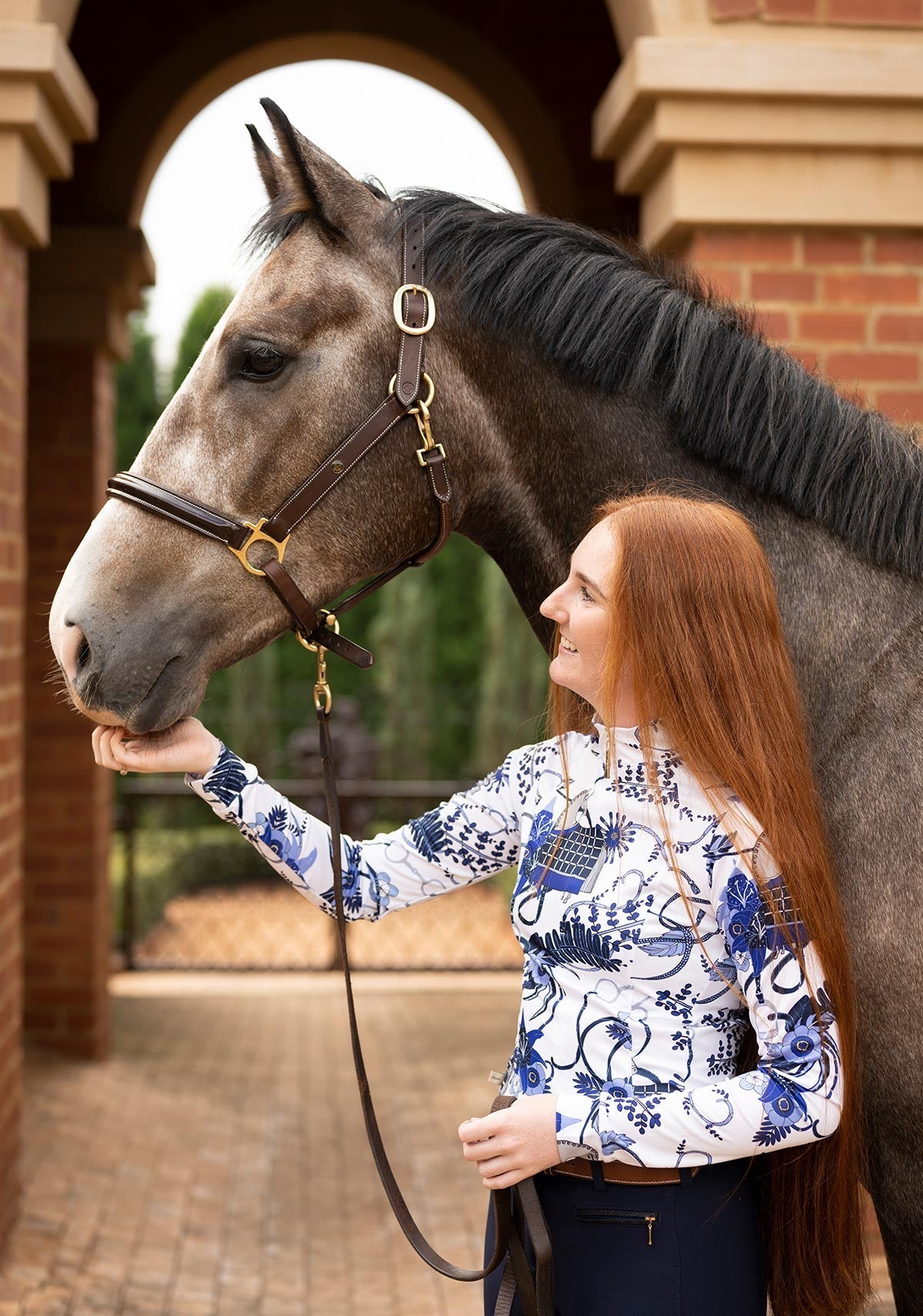 Botanical Blue Quarter Zip Sun Shirt - Espoir Equestrian - Equiluxe Tack