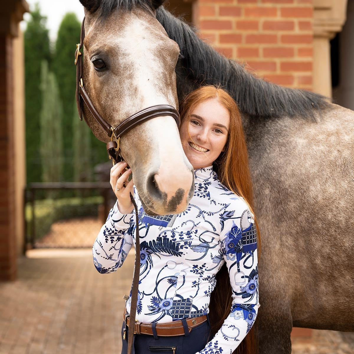 Botanical Blue Quarter Zip Sun Shirt - Espoir Equestrian - Equiluxe Tack