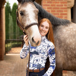 Botanical Blue Quarter Zip Sun Shirt - Espoir Equestrian - Equiluxe Tack