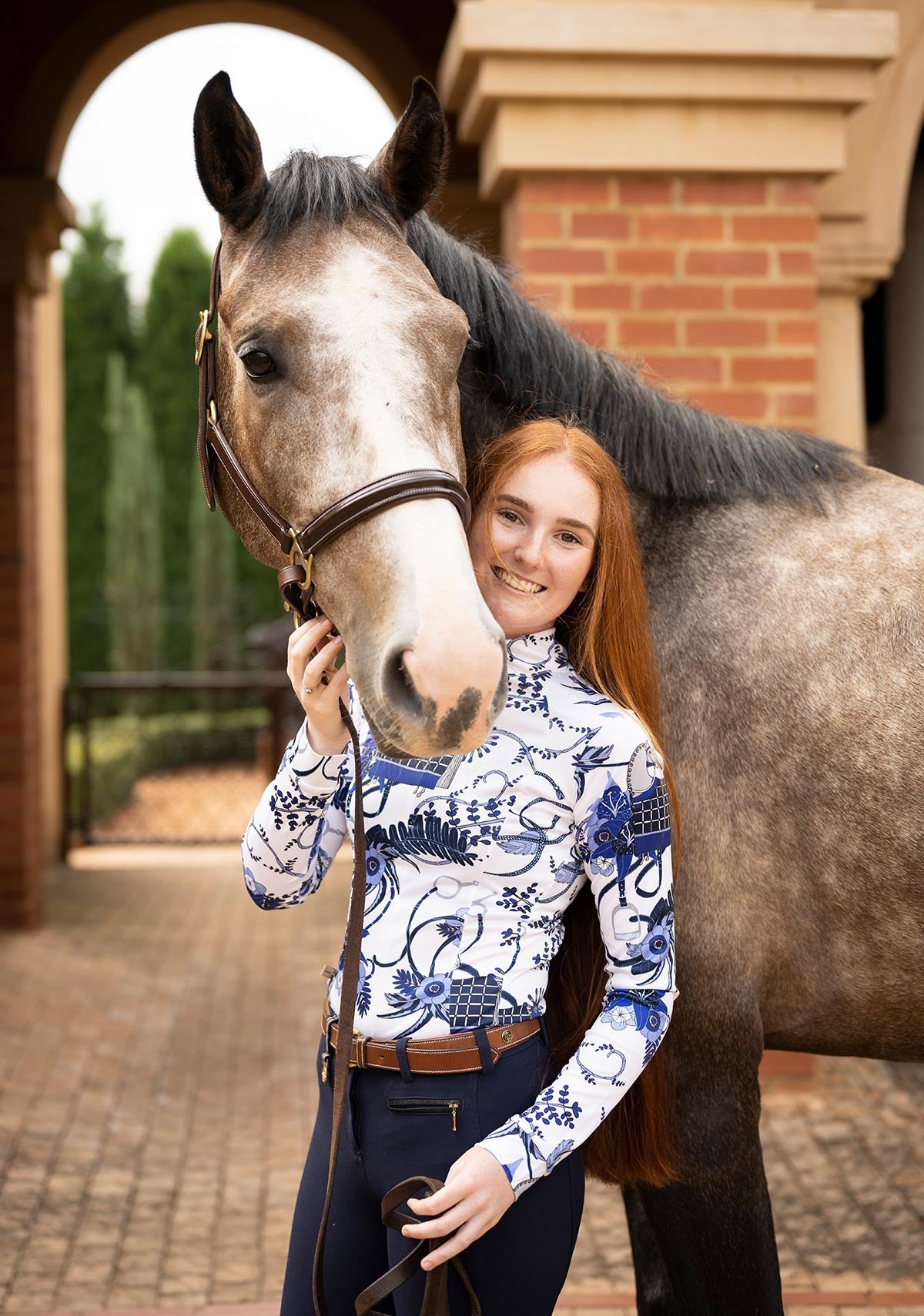 Botanical Blue Quarter Zip Sun Shirt - Espoir Equestrian - Equiluxe Tack