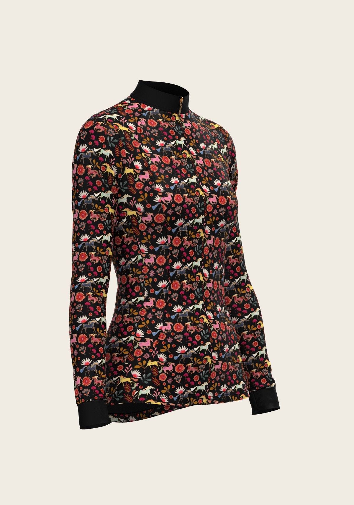  Bouquet on Black Quarter Zip Sun Shirt - Espoir Equestrian - Equiluxe Tack