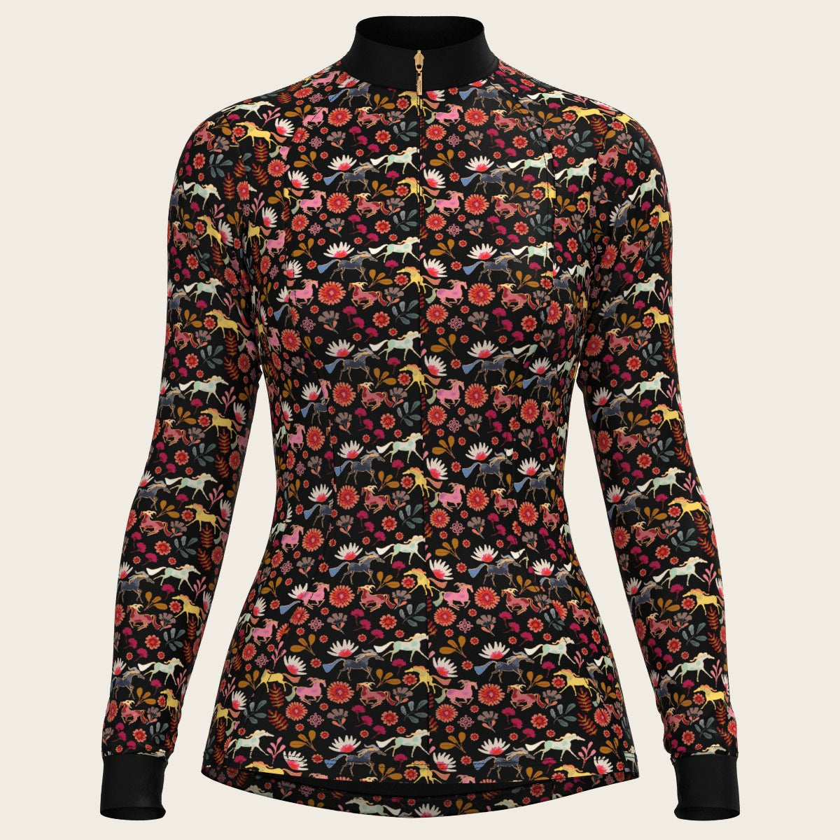  Bouquet on Black Quarter Zip Sun Shirt - Espoir Equestrian - Equiluxe Tack