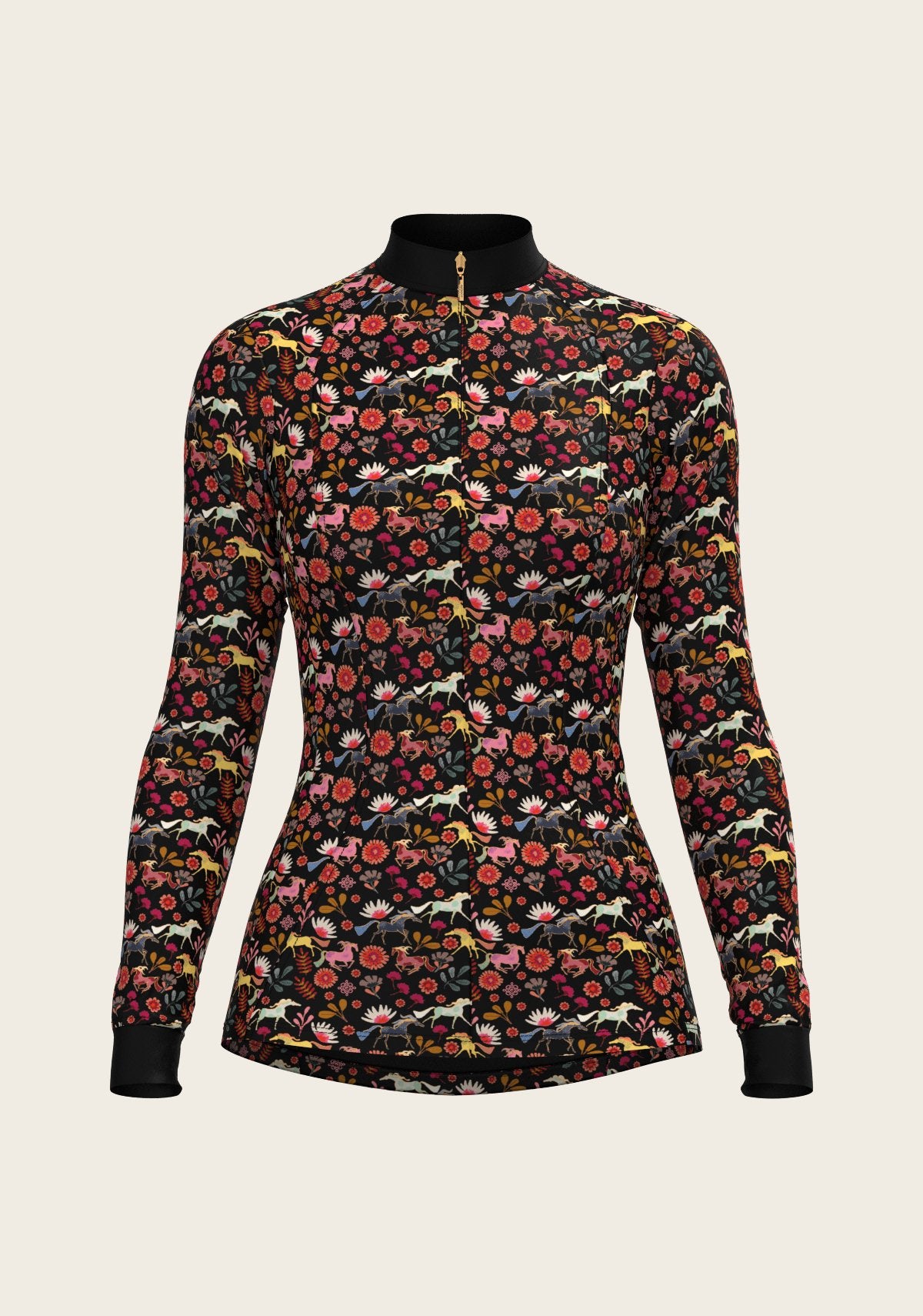  Bouquet on Black Quarter Zip Sun Shirt - Espoir Equestrian - Equiluxe Tack