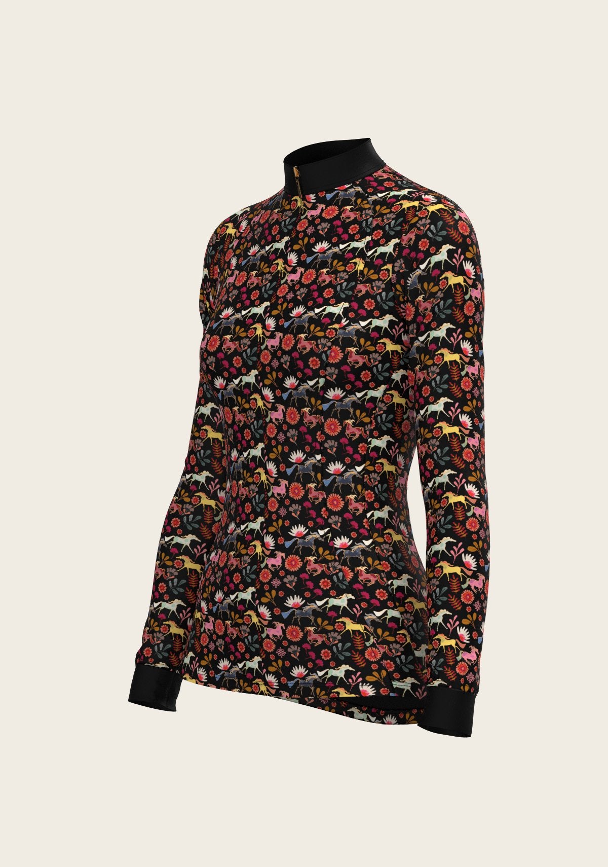  Bouquet on Black Quarter Zip Sun Shirt - Espoir Equestrian - Equiluxe Tack