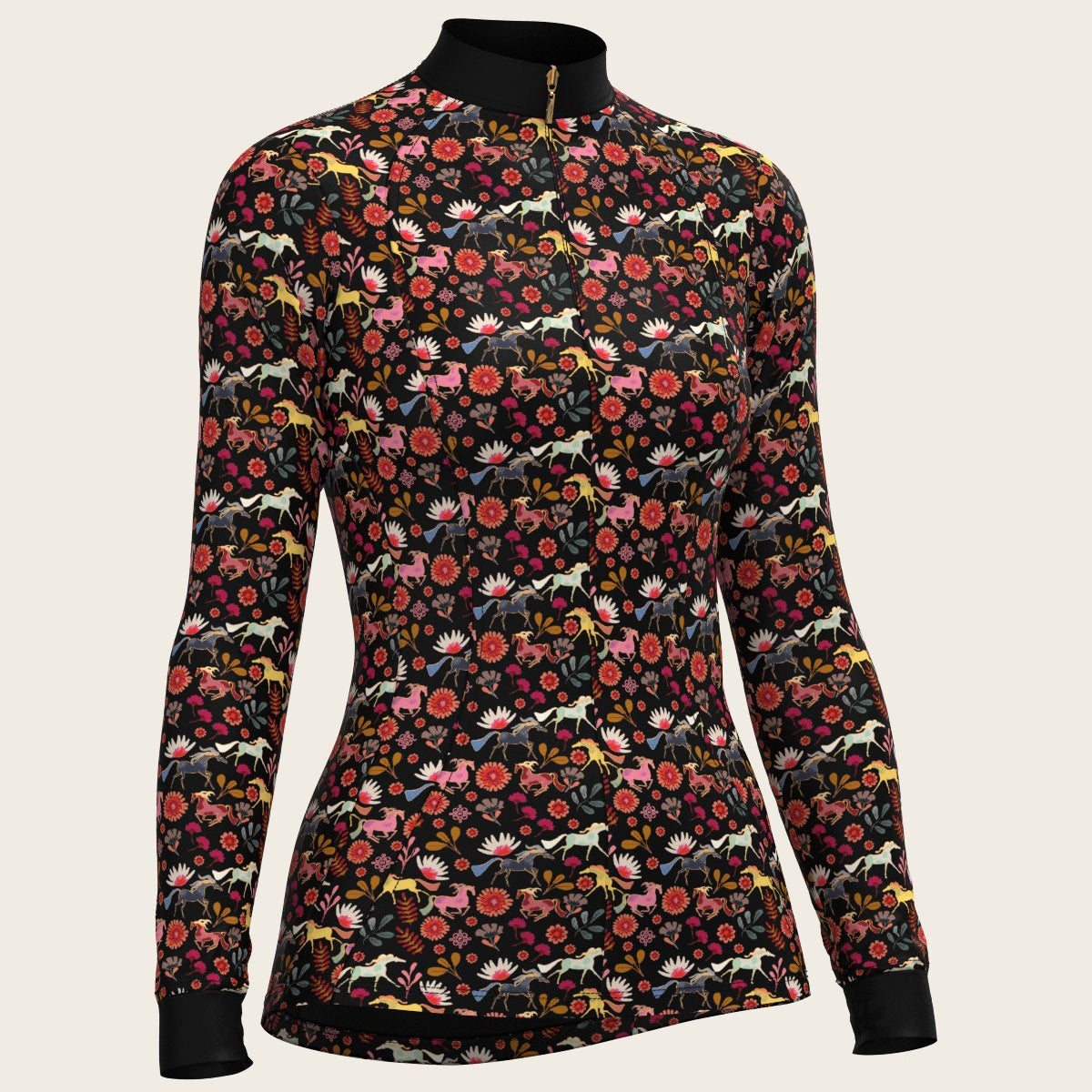  Bouquet on Black Quarter Zip Sun Shirt - Espoir Equestrian - Equiluxe Tack