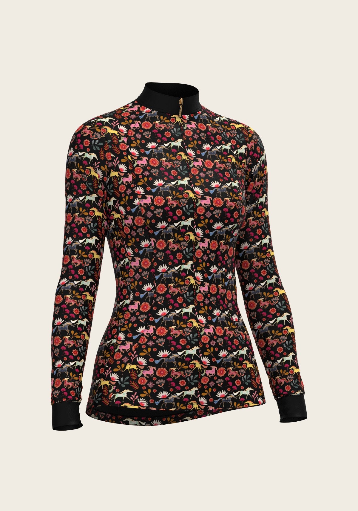  Bouquet on Black Quarter Zip Sun Shirt - Espoir Equestrian - Equiluxe Tack