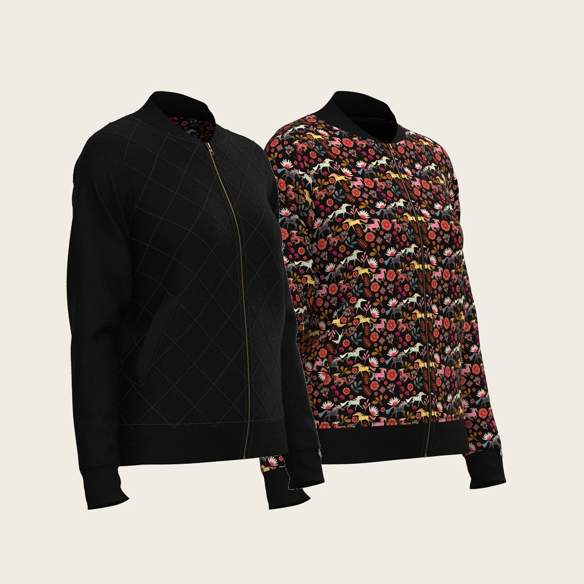  Bouquet on Black Reversible Jacket - Espoir Equestrian - Equiluxe Tack