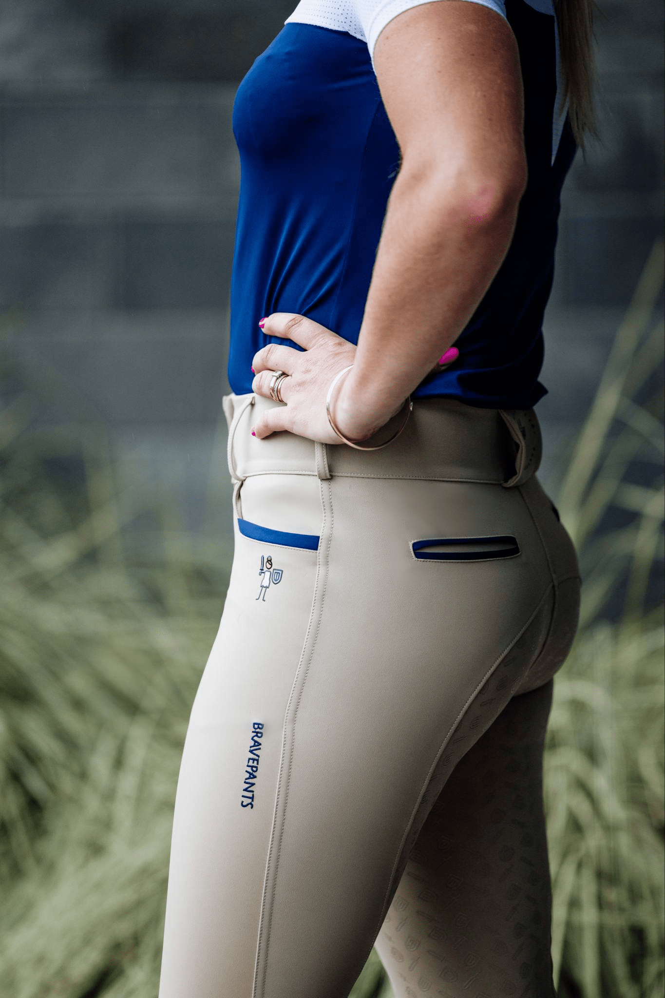 Brave Pants Double Weight Endura Beige Half Seat Grip Breech - BRAVE PANTS USA - Equiluxe Tack