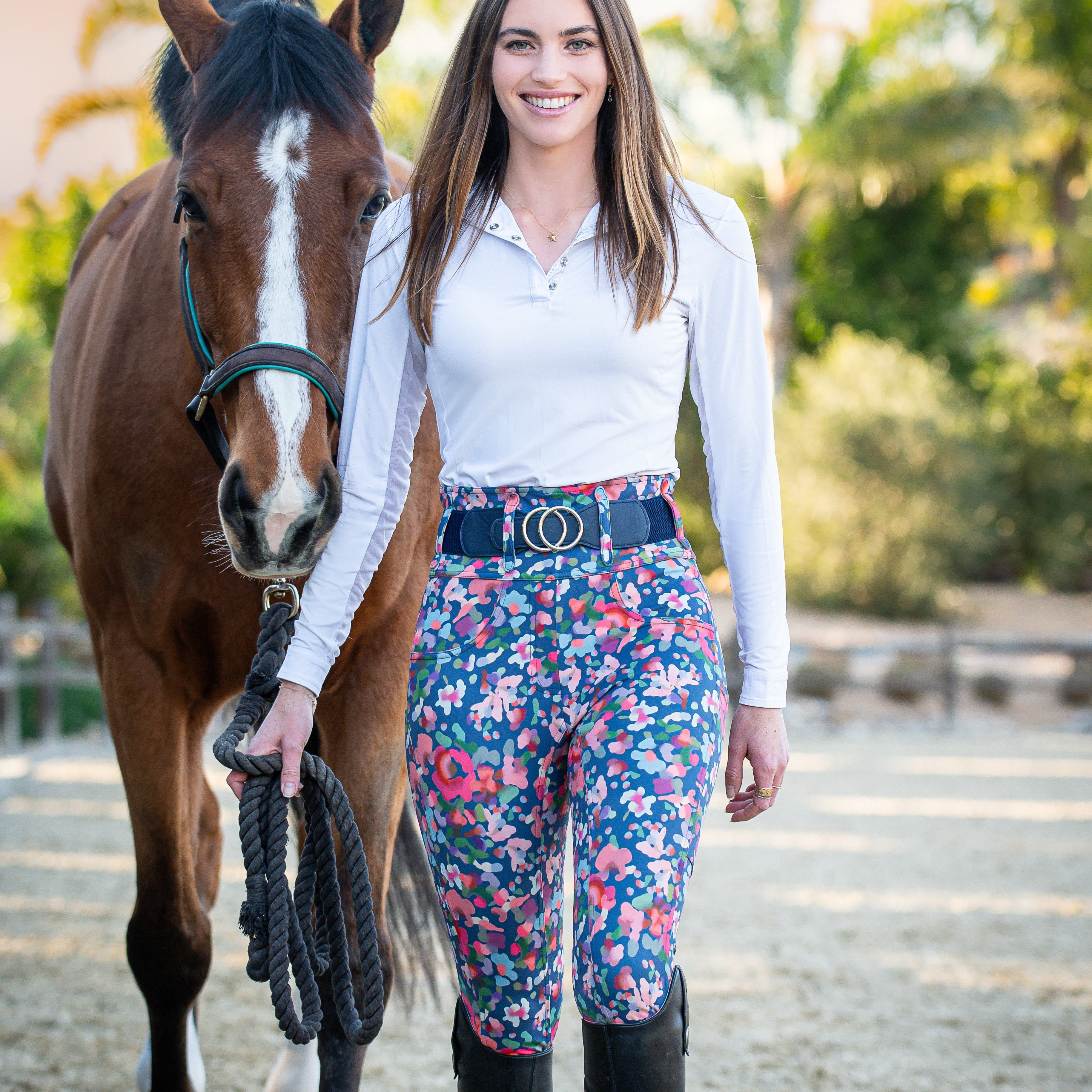 Canter Culture Athletic Breech - Navy Floral - Canter Culture Riding Apparel - Equiluxe Tack