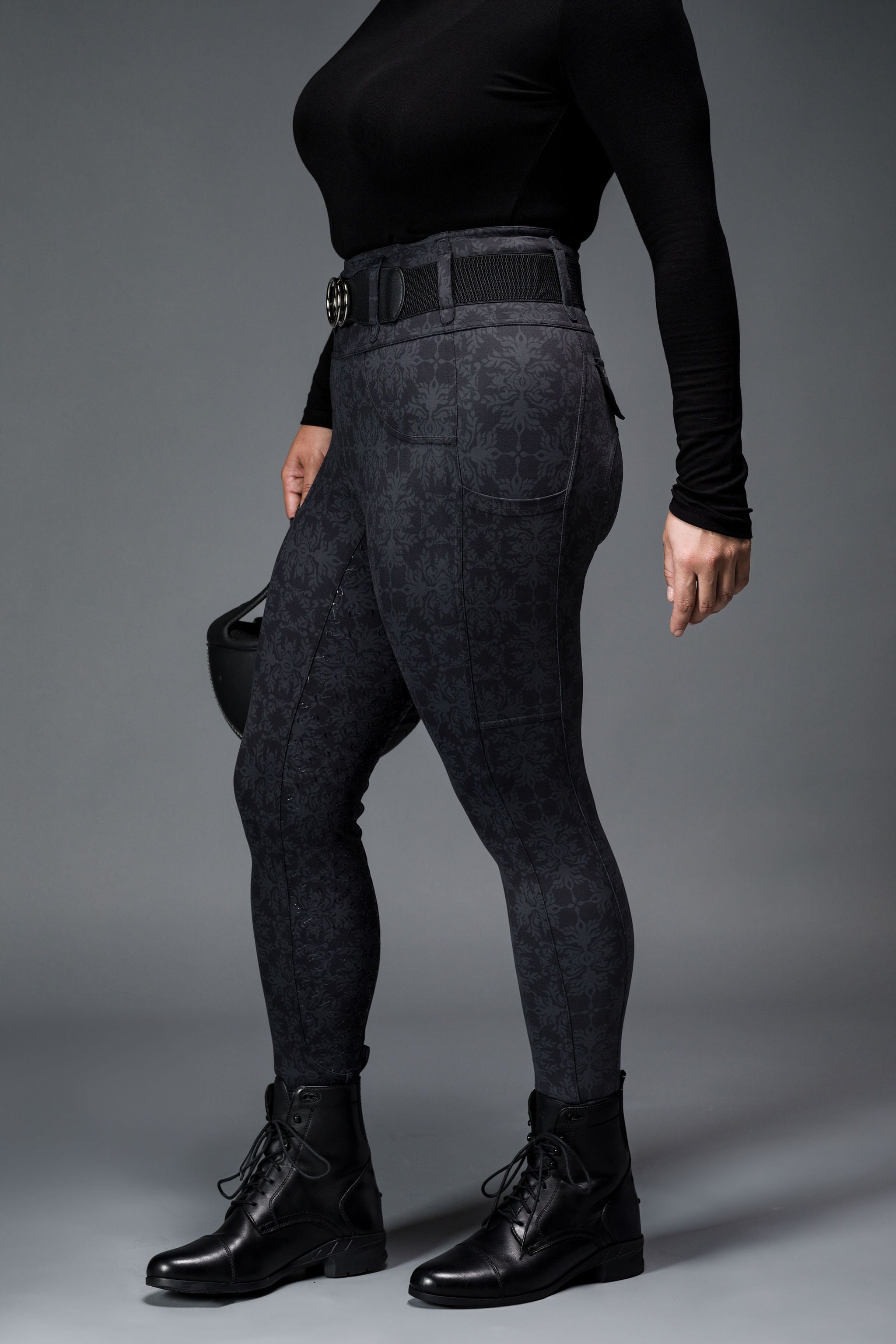 Canter Culture Athletic Breeches - Black Damask - Canter Culture Riding Apparel - Equiluxe Tack