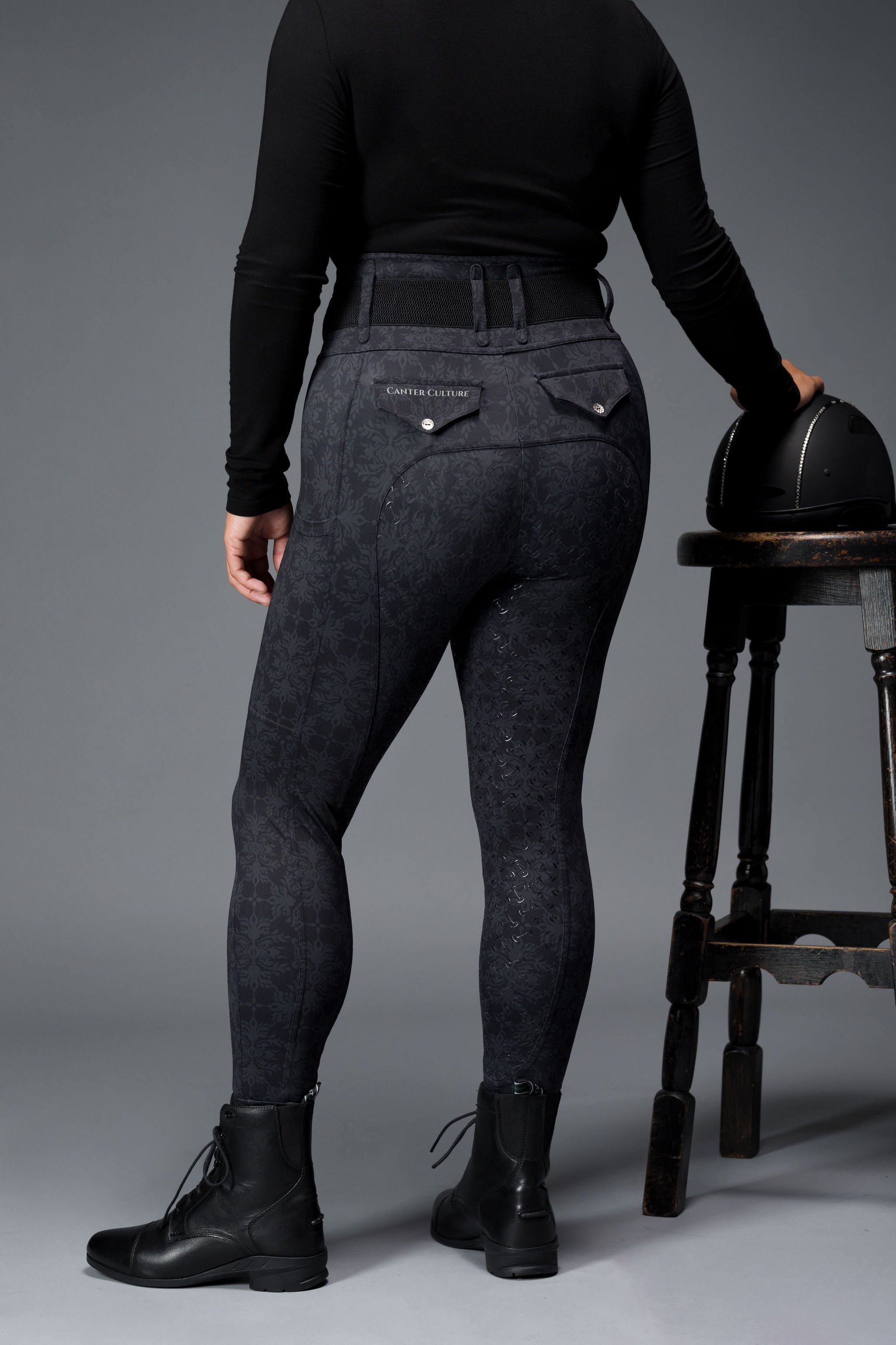 Canter Culture Athletic Breeches - Black Damask - Canter Culture Riding Apparel - Equiluxe Tack