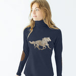 Chestnut Bay Rider Lounge Turtleneck Running Horses - Chestnut Bay - Equiluxe Tack