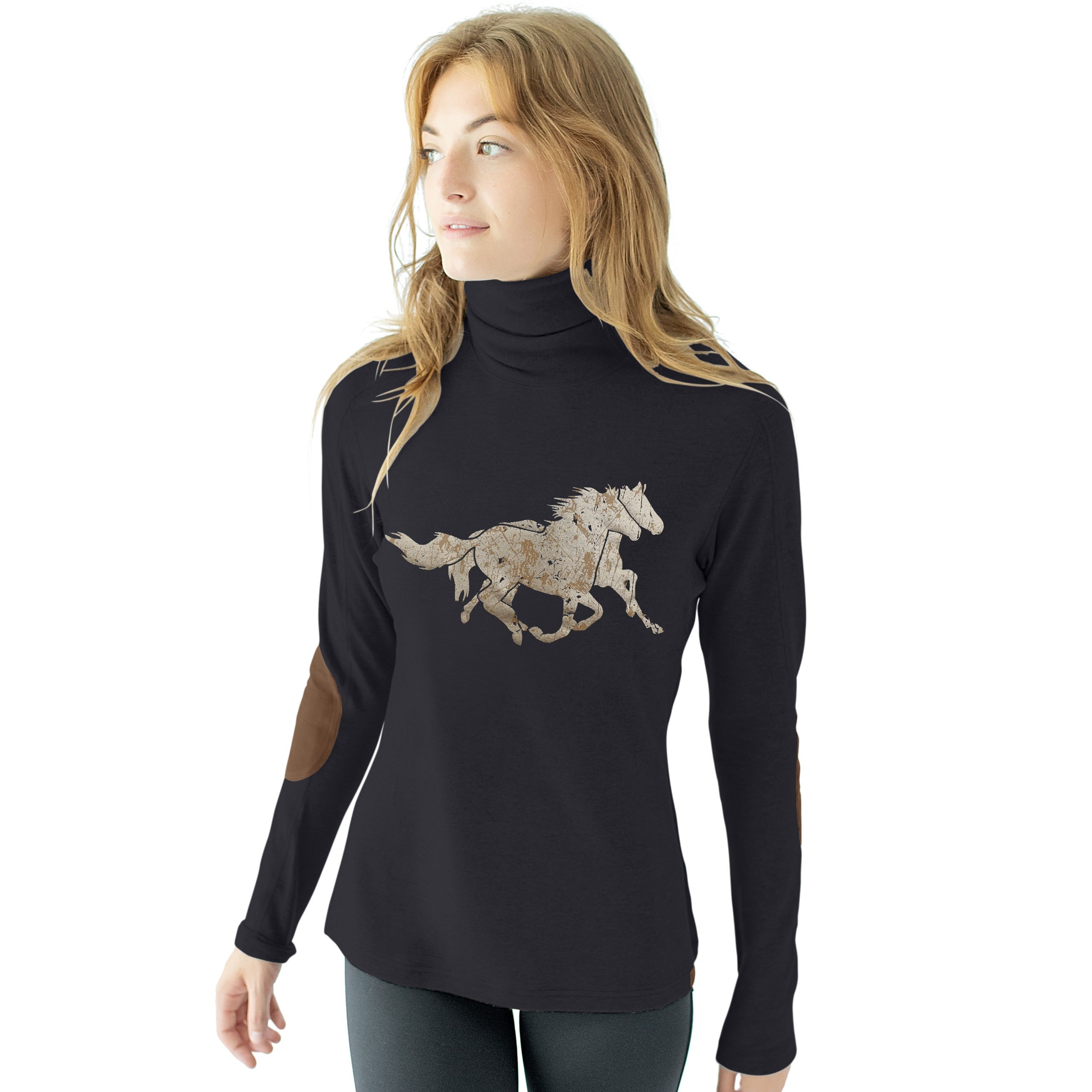 Chestnut Bay Rider Lounge Turtleneck Running Horses - Chestnut Bay - Equiluxe Tack