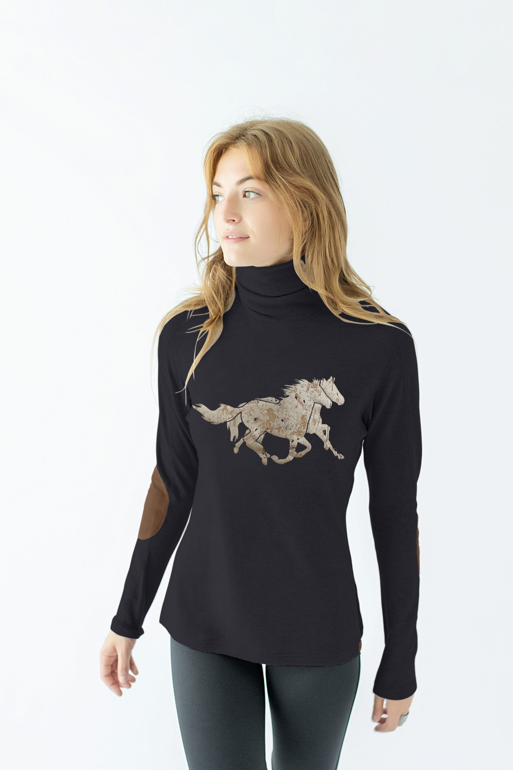 Chestnut Bay Rider Lounge Turtleneck Running Horses - Chestnut Bay - Equiluxe Tack