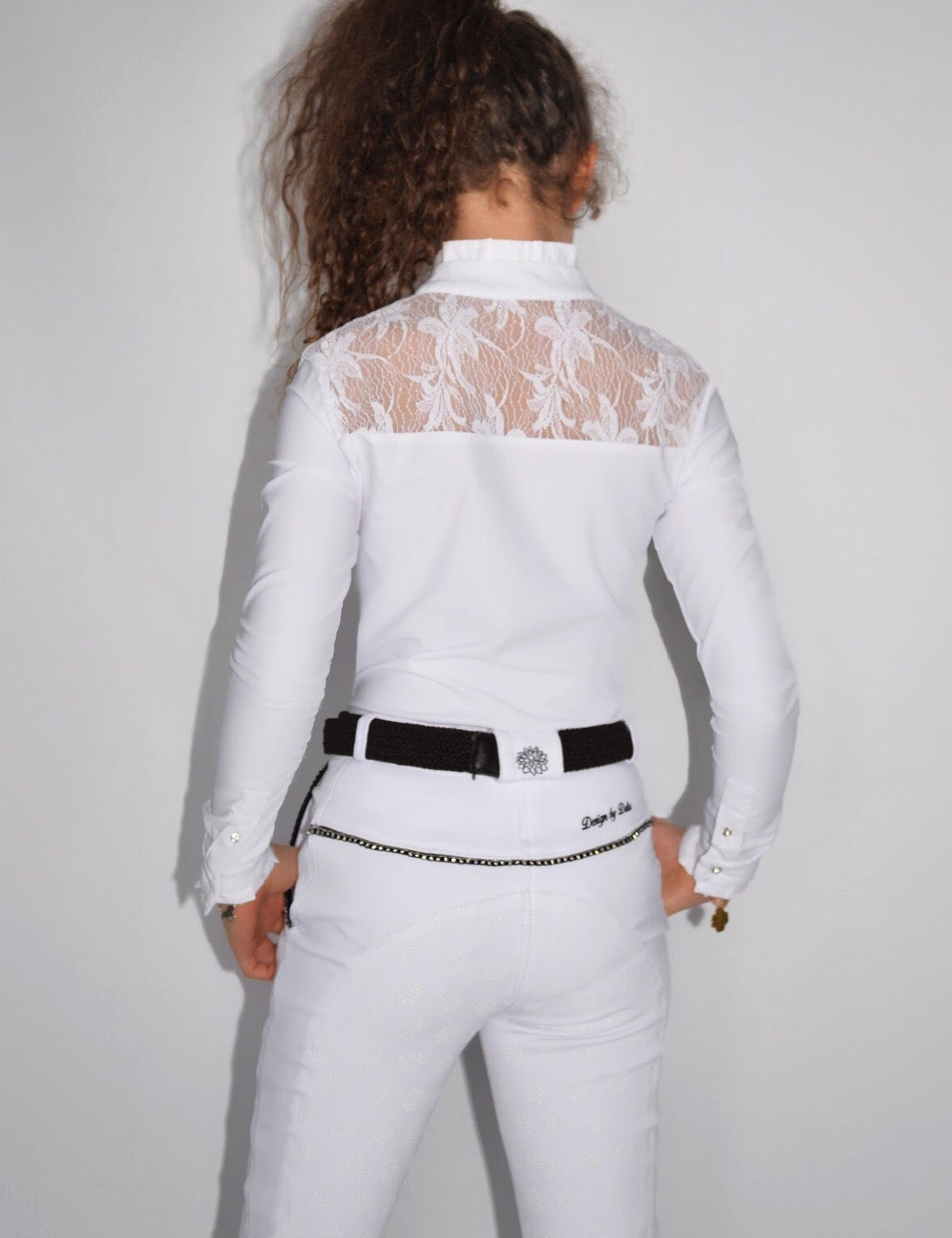 Children's Equestrian Show Shirt White WISTERIA Design By Dalia - Equiluxe Tack - Equiluxe Tack