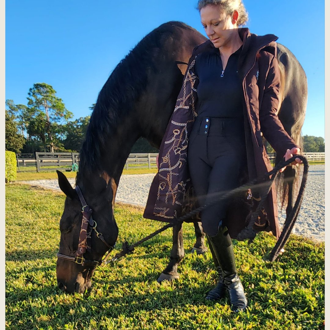 Chocolate Brown Duck Down Riding Coat with Velvet Collar - Dressage Queen Dream - Equiluxe Tack