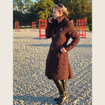 Chocolate Brown Duck Down Riding Coat with Velvet Collar - Dressage Queen Dream - Equiluxe Tack