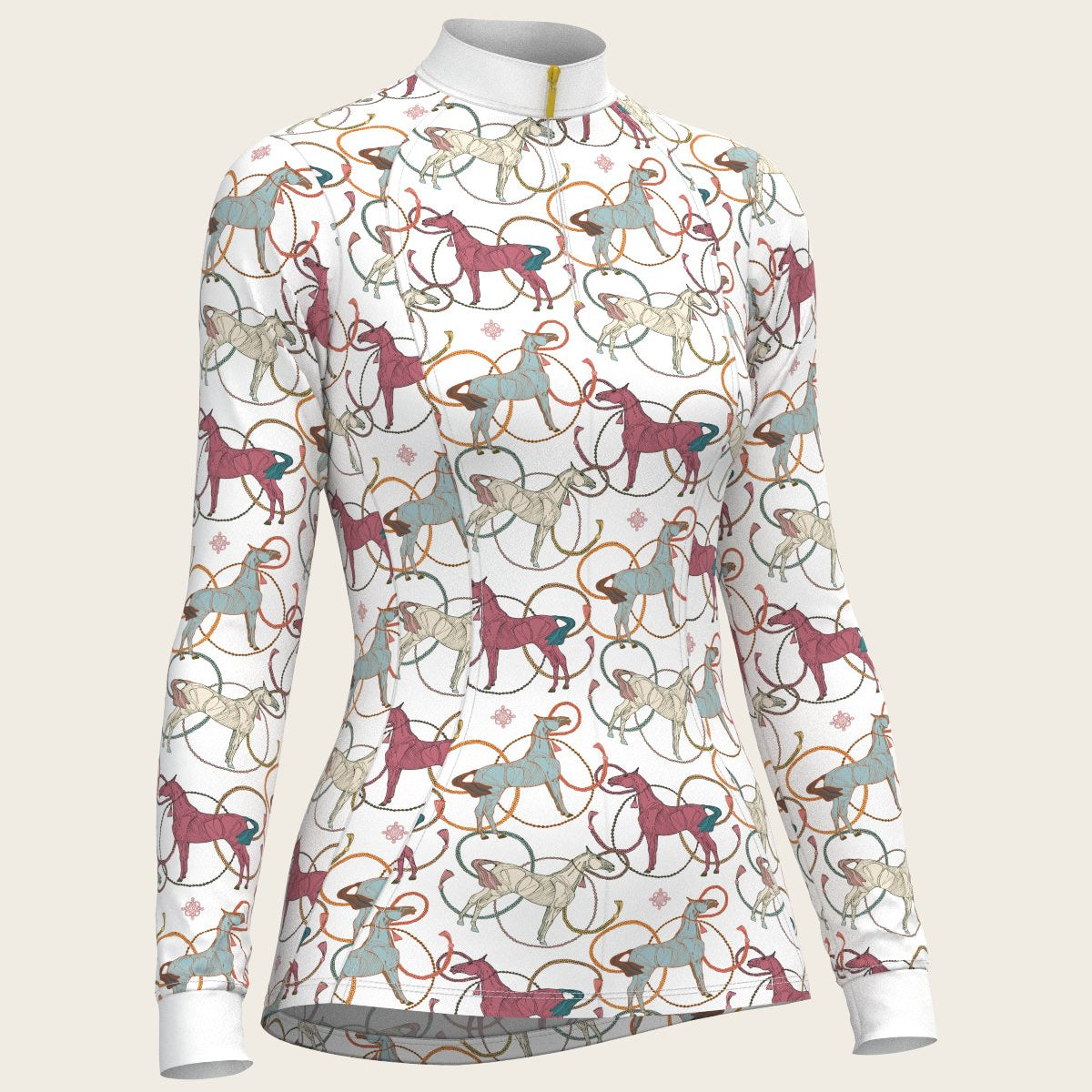 Colourful Horses Quarter Zip Sun Shirt - Espoir Equestrian - Equiluxe Tack