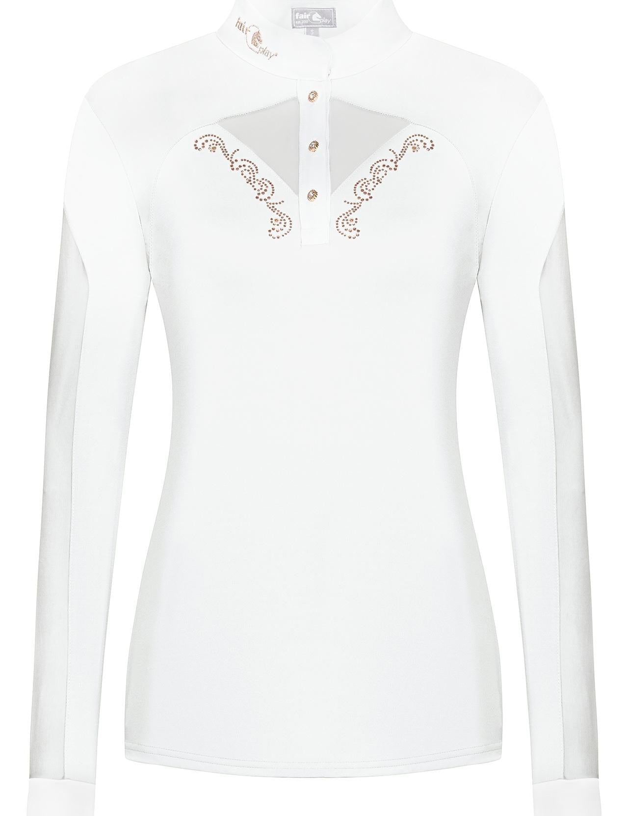 Competition longsleeve shirt FP CATHRINE ROSEGOLD LS white 44 - Equiluxe Tack - Equiluxe Tack