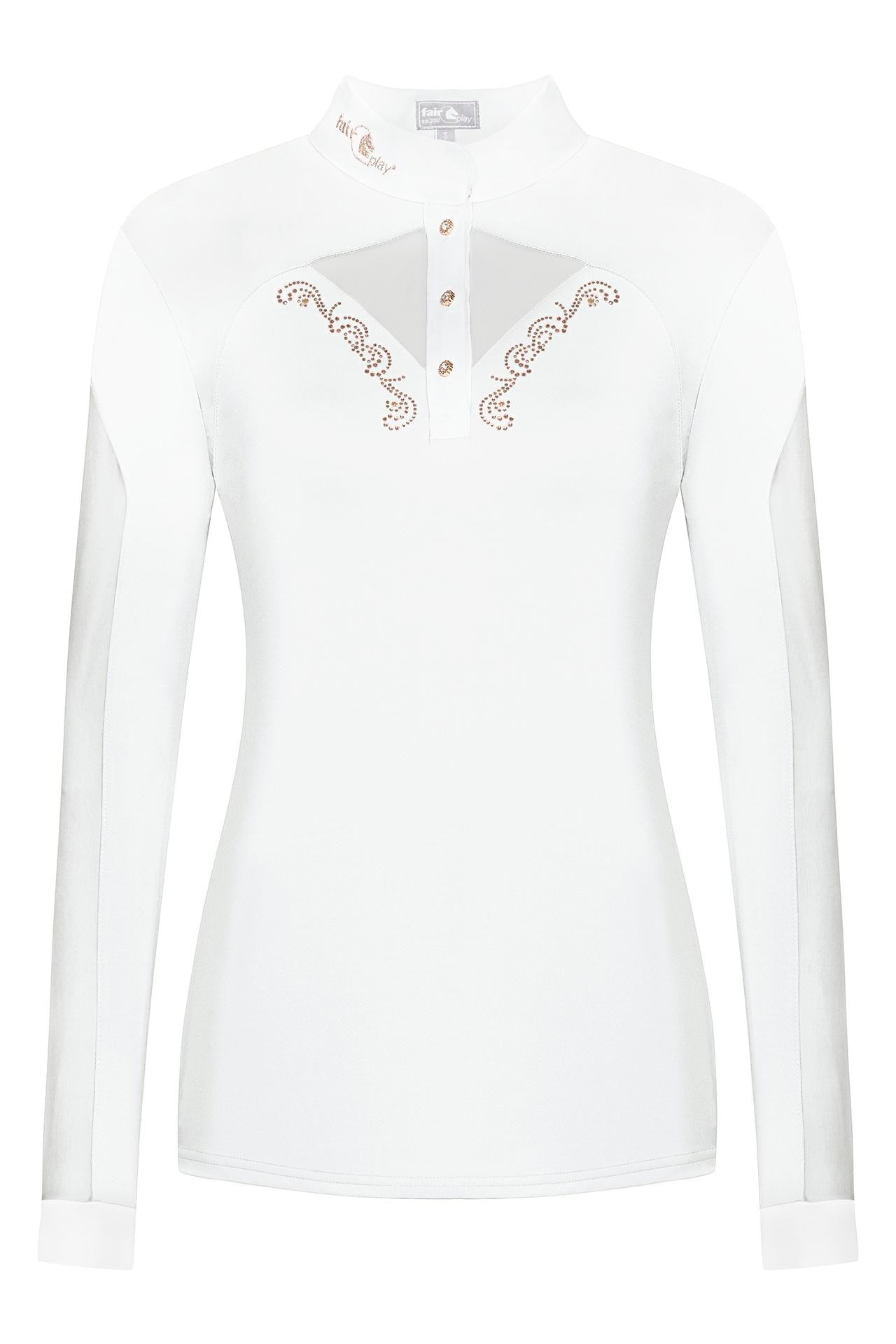 Competition longsleeve shirt FP CATHRINE ROSEGOLD LS white 44 - Equiluxe Tack - Equiluxe Tack