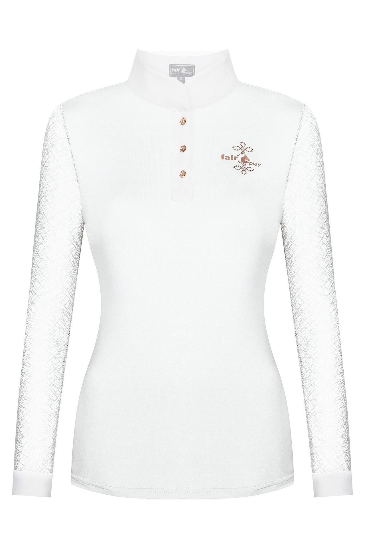 Competition longsleeve shirt FP CECILE ROSEGOLD LS white 44 - Equiluxe Tack - Equiluxe Tack