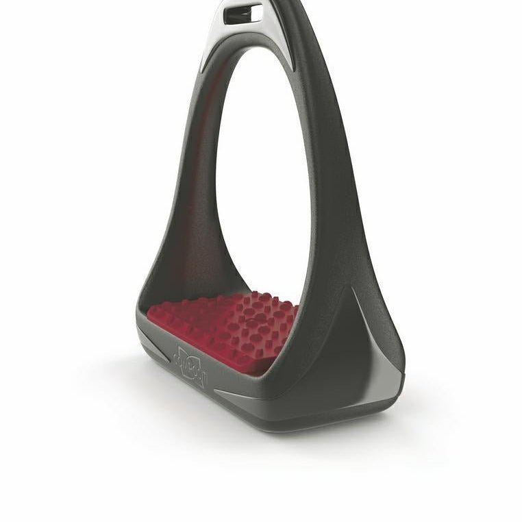 Compositi REFLEX Adult Synthetic Wide Tread Stirrups - Black & Burgundy - Compositi - Equiluxe Tack