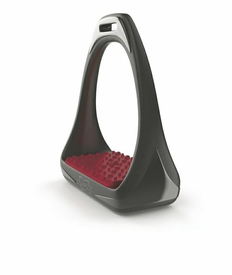 Compositi REFLEX Adult Synthetic Wide Tread Stirrups - Black & Burgundy - Compositi - Equiluxe Tack