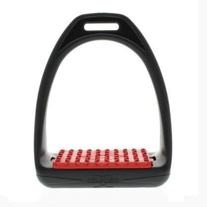 Compositi REFLEX Adult Synthetic Wide Tread Stirrups - Black & Red - Compositi - Equiluxe Tack