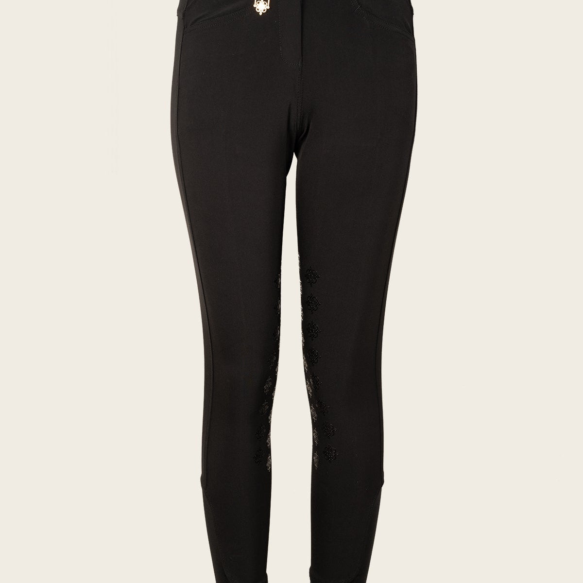 Coquet High Waist Coolmax Black Knee Patch Breeches - Espoir Equestrian - Equiluxe Tack