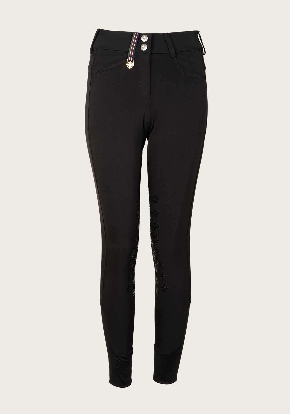 Coquet High Waist Coolmax Black Knee Patch Breeches - Espoir Equestrian - Equiluxe Tack