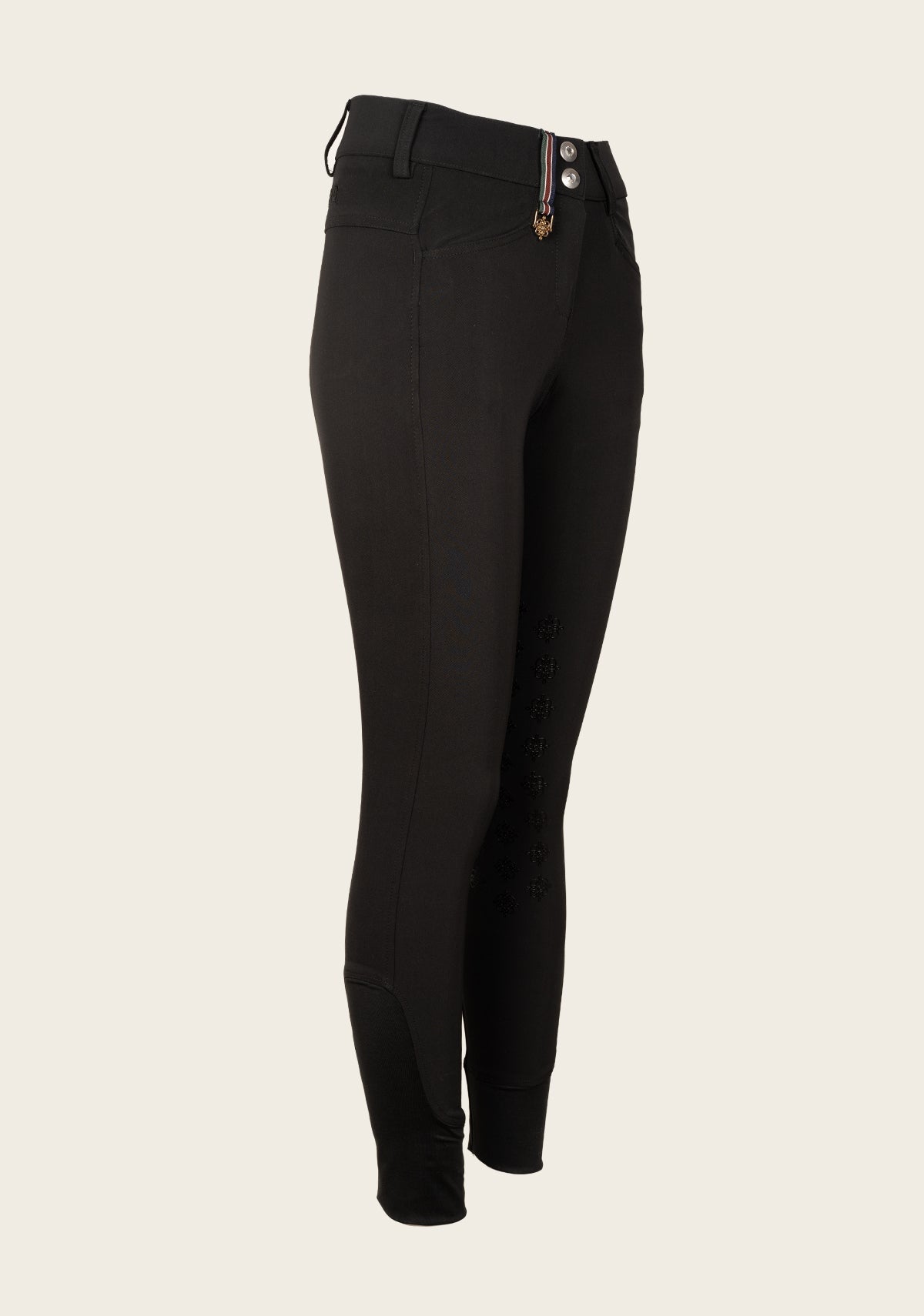 Coquet High Waist Coolmax Black Knee Patch Breeches - Espoir Equestrian - Equiluxe Tack