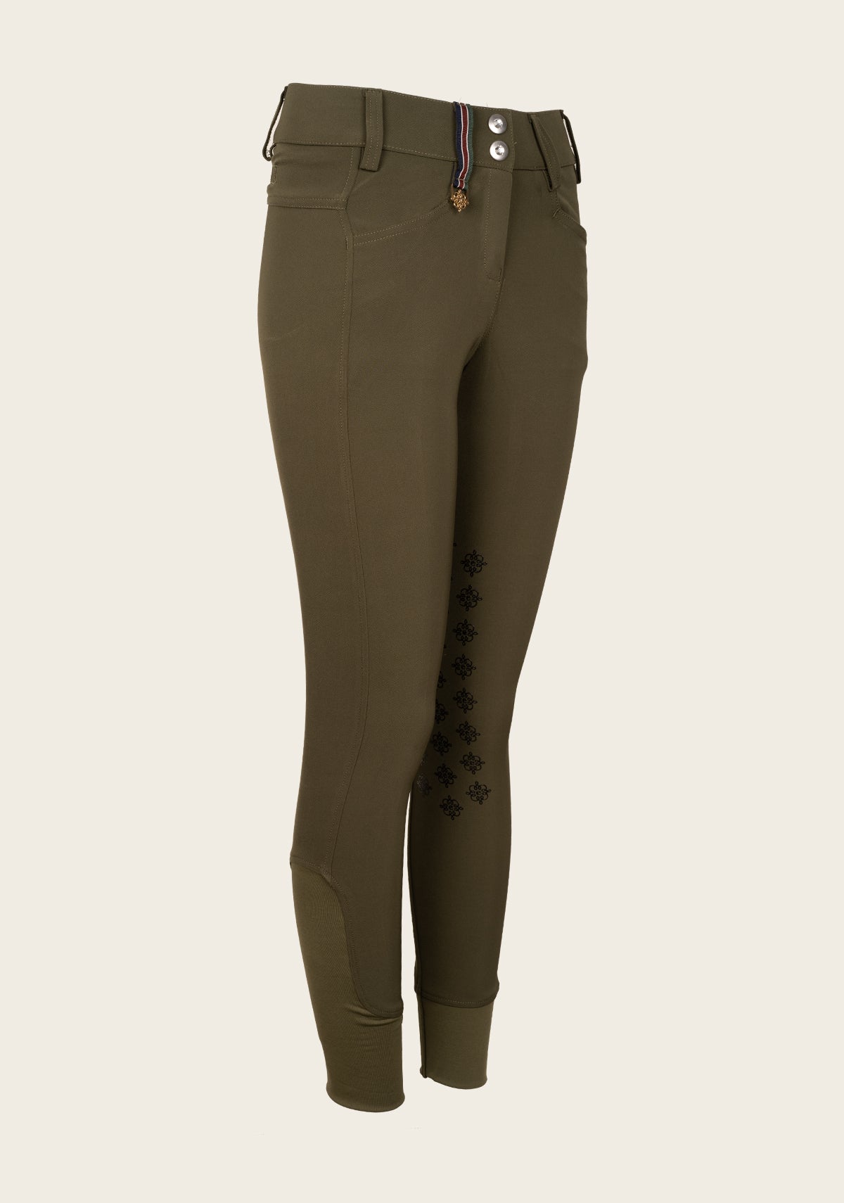 Coquet High Waist Coolmax Olive Knee Patch Breeches - Espoir Equestrian - Equiluxe Tack