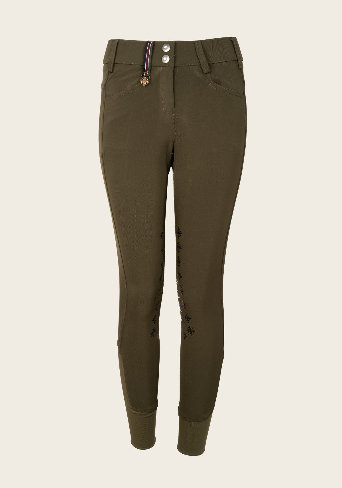 Coquet High Waist Coolmax Olive Knee Patch Breeches - Espoir Equestrian - Equiluxe Tack