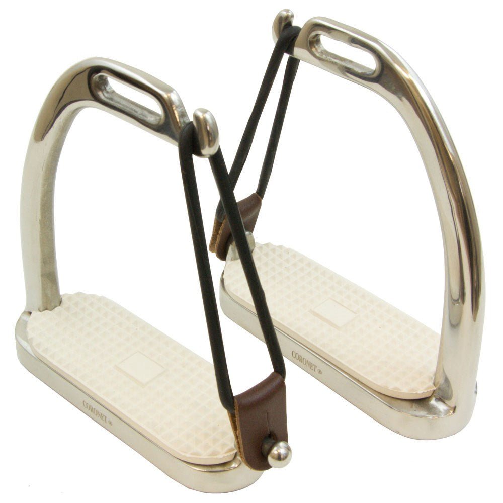 Coronet Peacock Safety Stainless Steel Stirrup Irons with Pads & Black Rubber Rings - Equiluxe Tack - Equiluxe Tack