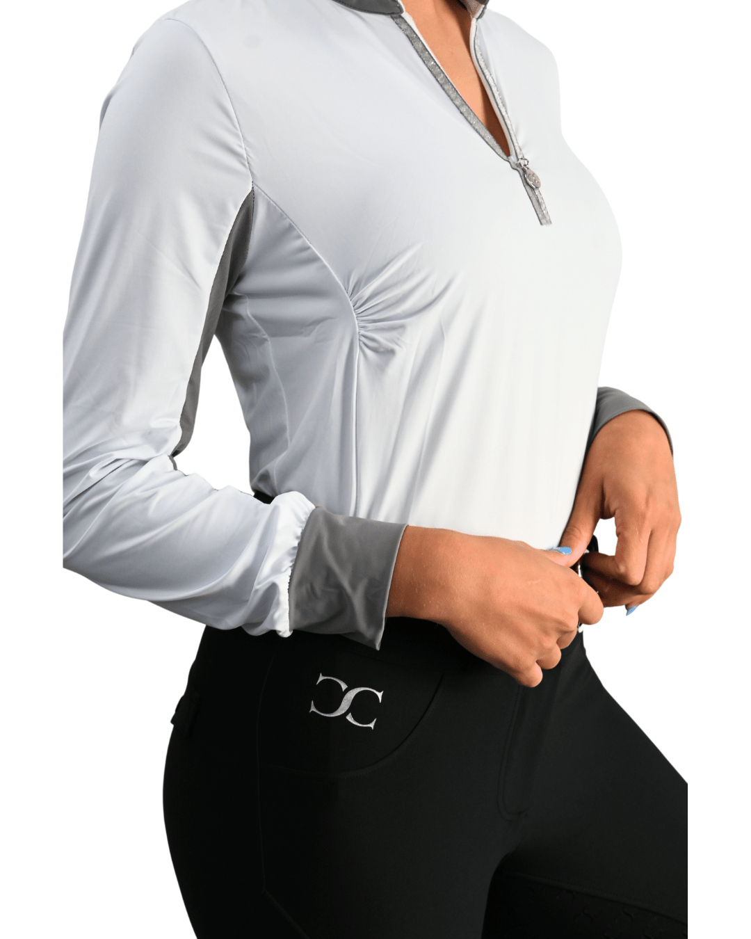 CorrectConnect Cool and Comfortable White Sun Shirt with Glitter Bars - CorrectConnect - Equiluxe Tack
