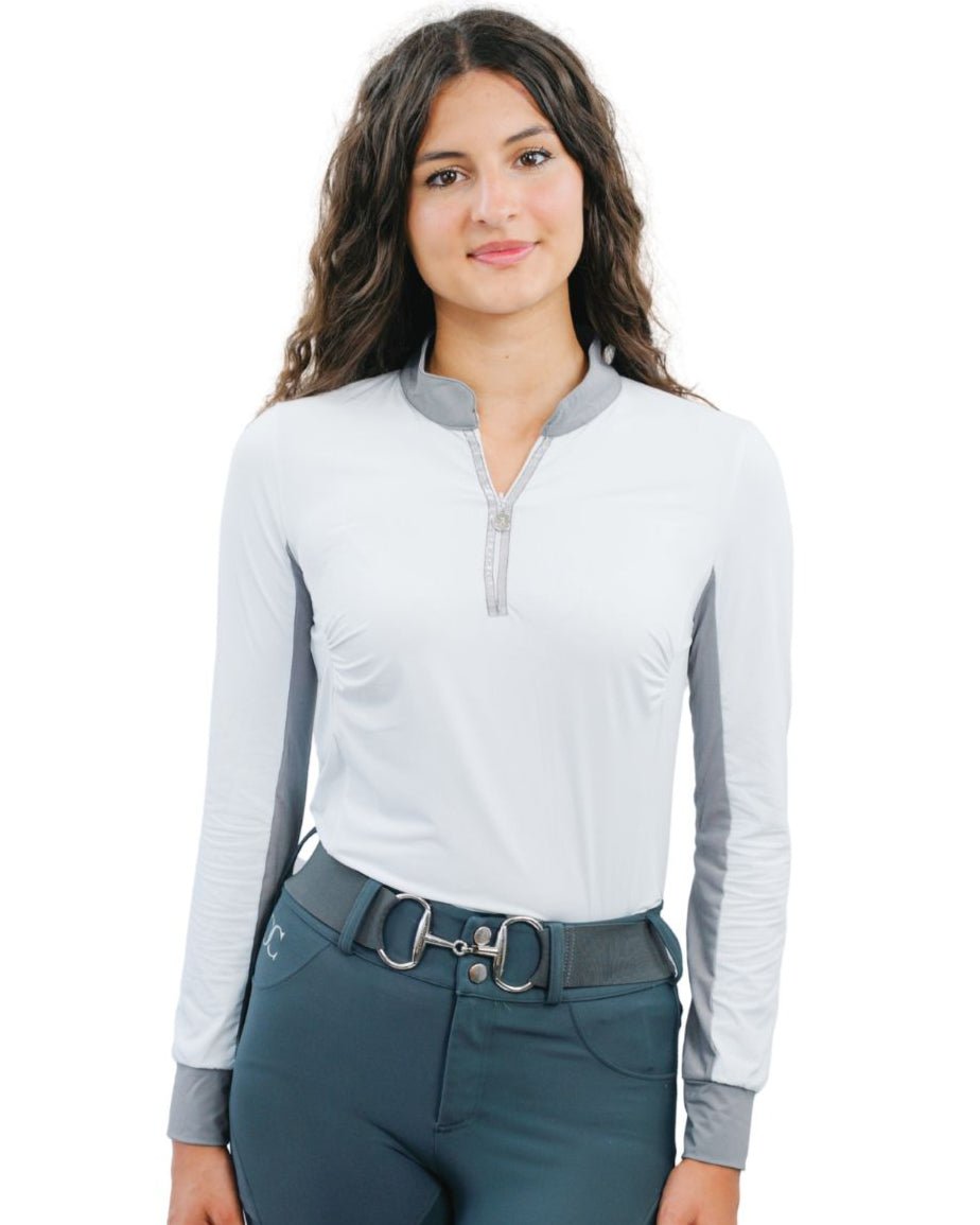 CorrectConnect Cool and Comfortable White Sun Shirt with Glitter Bars - CorrectConnect - Equiluxe Tack