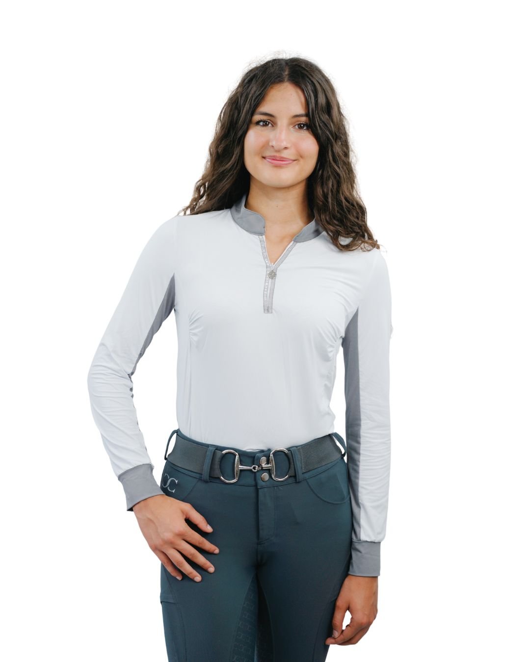 CorrectConnect Cool and Comfortable White Sun Shirt with Glitter Bars - CorrectConnect - Equiluxe Tack