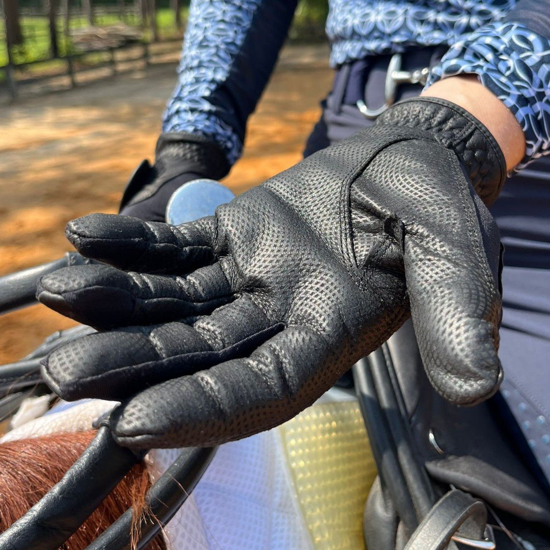CorrectConnect Tackified Copper Tech™️ Leather Premium Riding Glove in Black - CorrectConnect - Equiluxe Tack