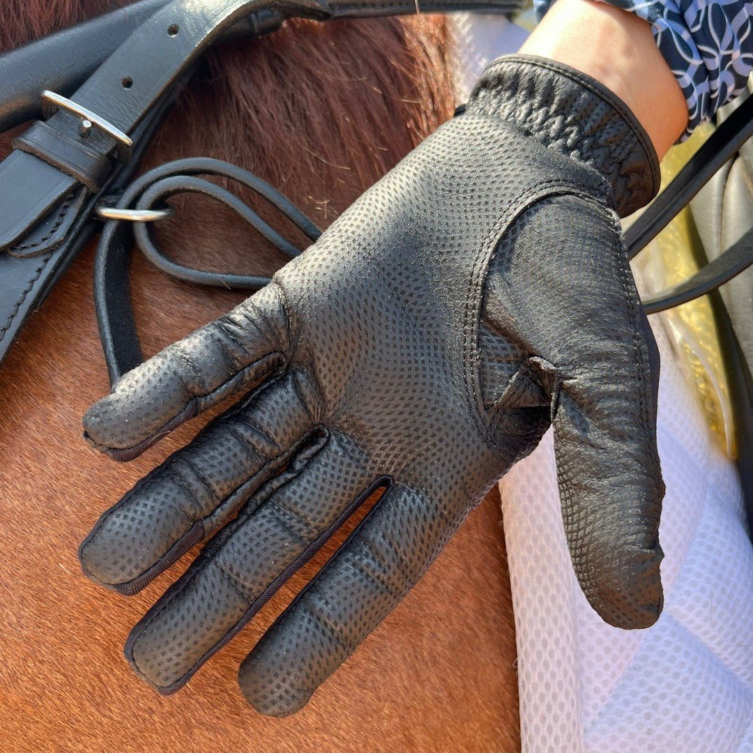 CorrectConnect Tackified Copper Tech™️ Leather Premium Riding Glove in Black - CorrectConnect - Equiluxe Tack