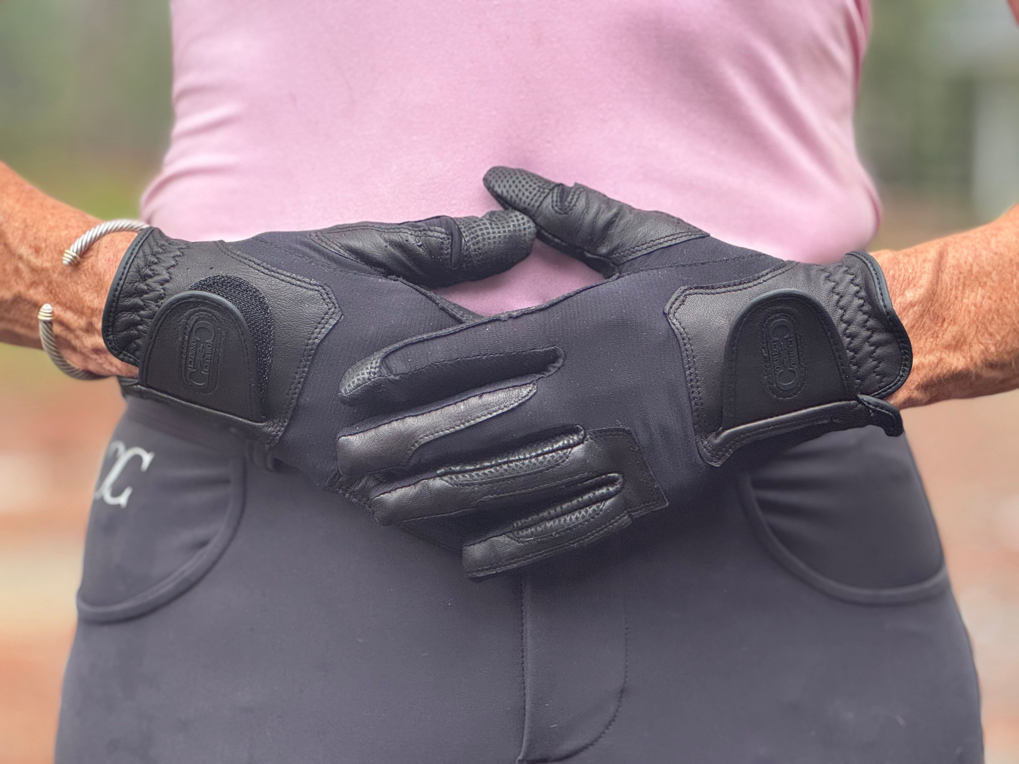 CorrectConnect Tackified Copper Tech™️ Leather Premium Riding Glove in Black - CorrectConnect - Equiluxe Tack