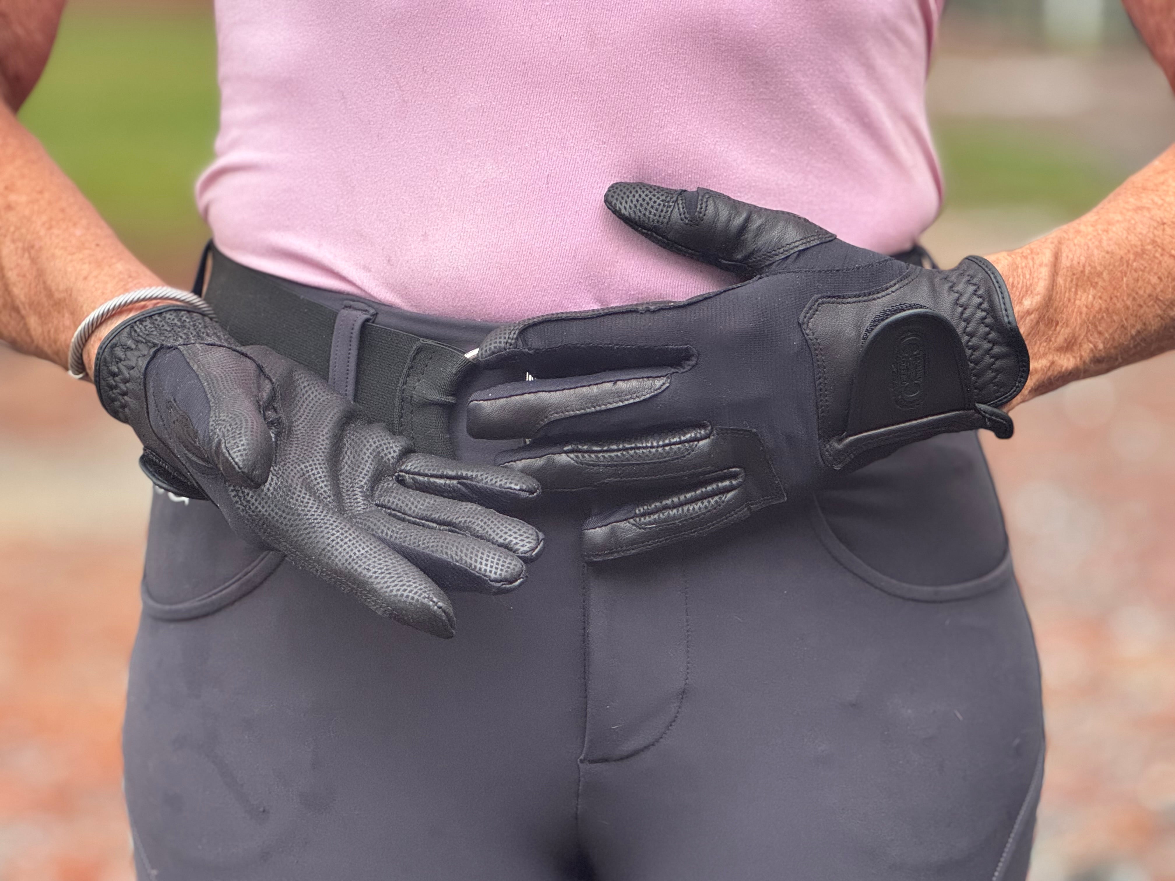 CorrectConnect Tackified Copper Tech™️ Leather Premium Riding Glove in Black - CorrectConnect - Equiluxe Tack