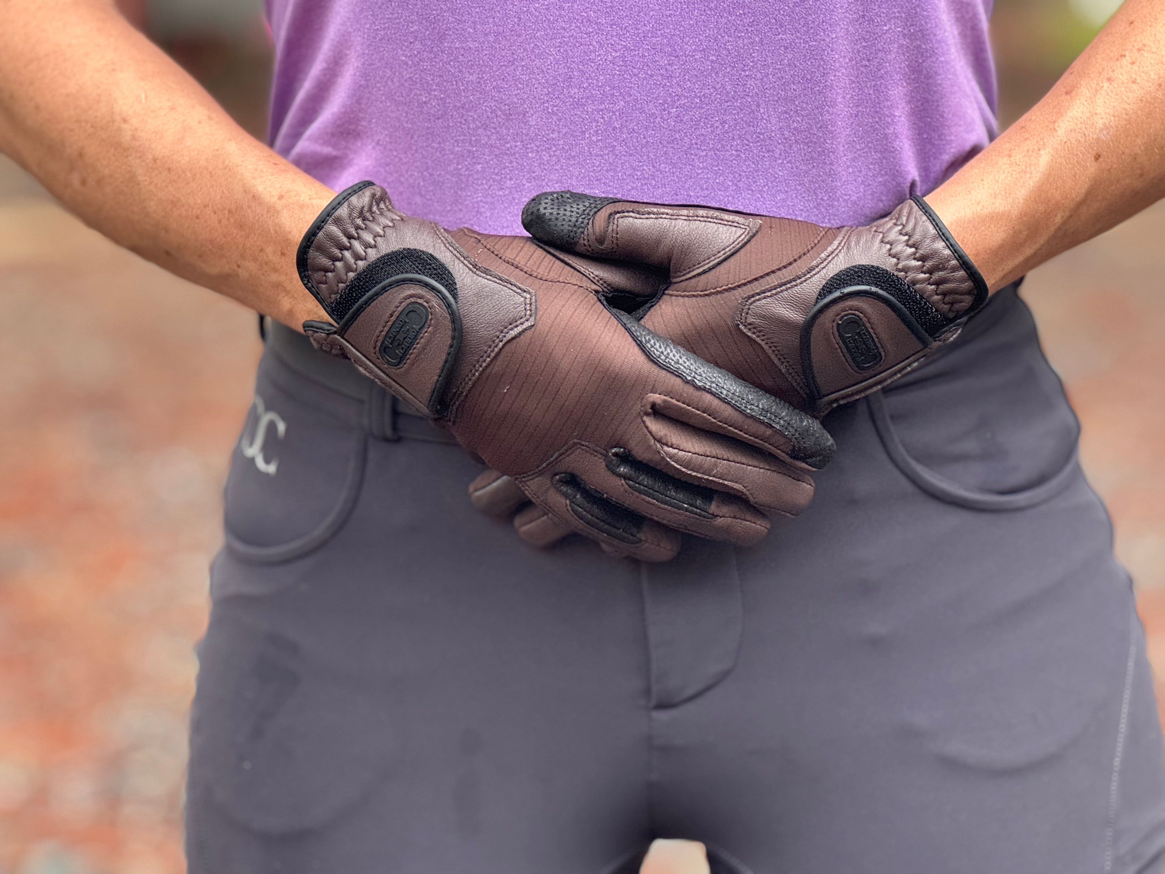 CorrectConnect Tackified Copper Tech™️ Leather Premium Riding Glove in Brown - CorrectConnect - Equiluxe Tack