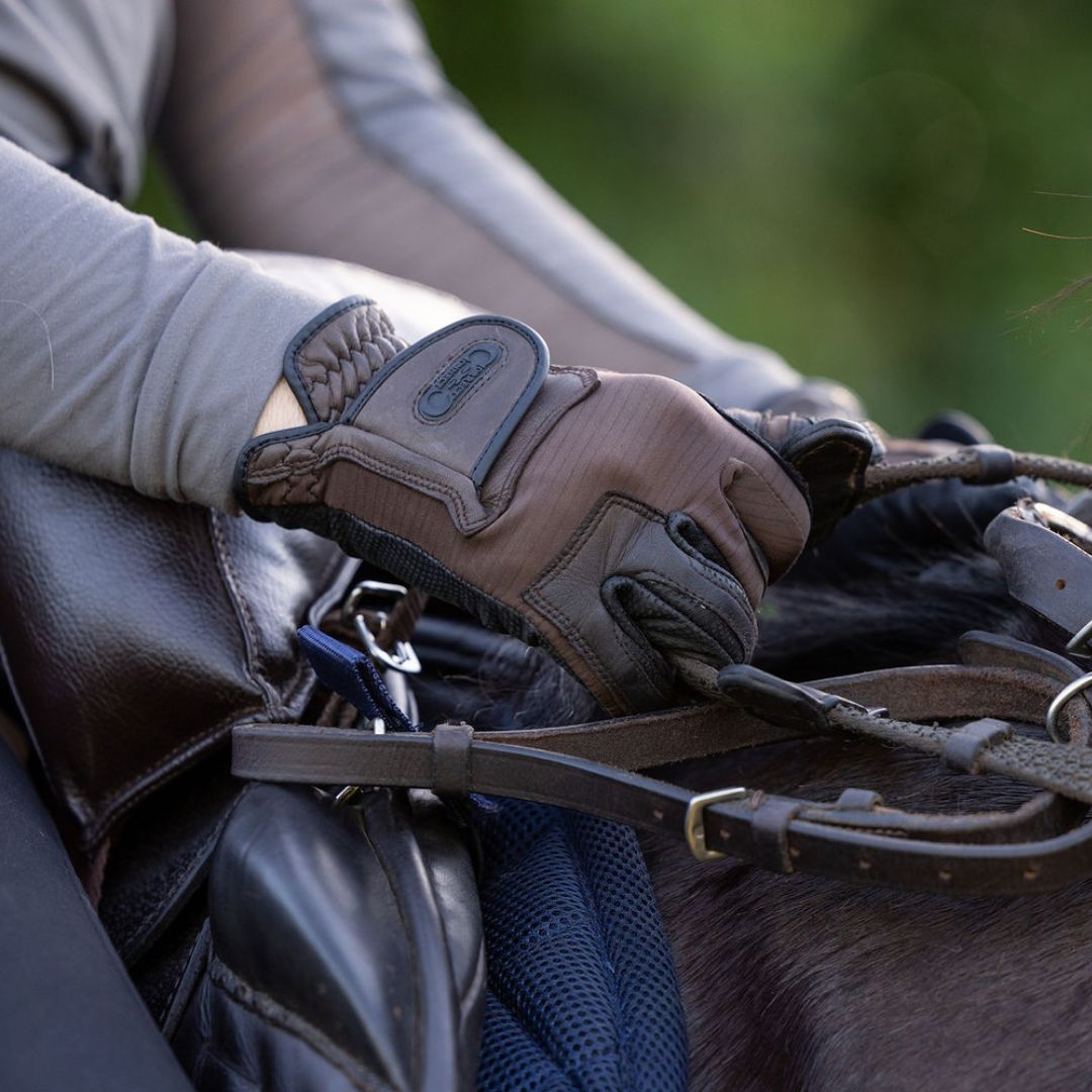 CorrectConnect Tackified Copper Tech™️ Leather Premium Riding Glove in Brown - CorrectConnect - Equiluxe Tack