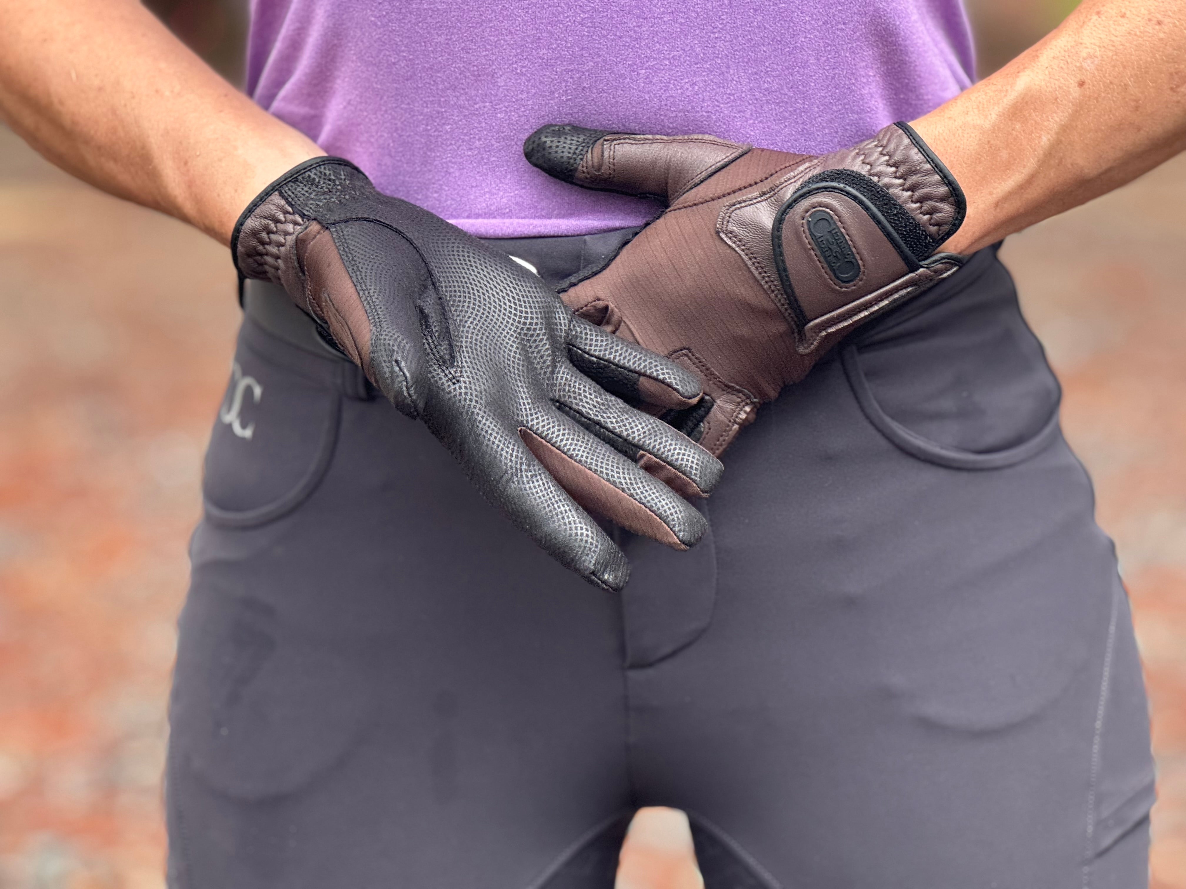 CorrectConnect Tackified Copper Tech™️ Leather Premium Riding Glove in Brown - CorrectConnect - Equiluxe Tack