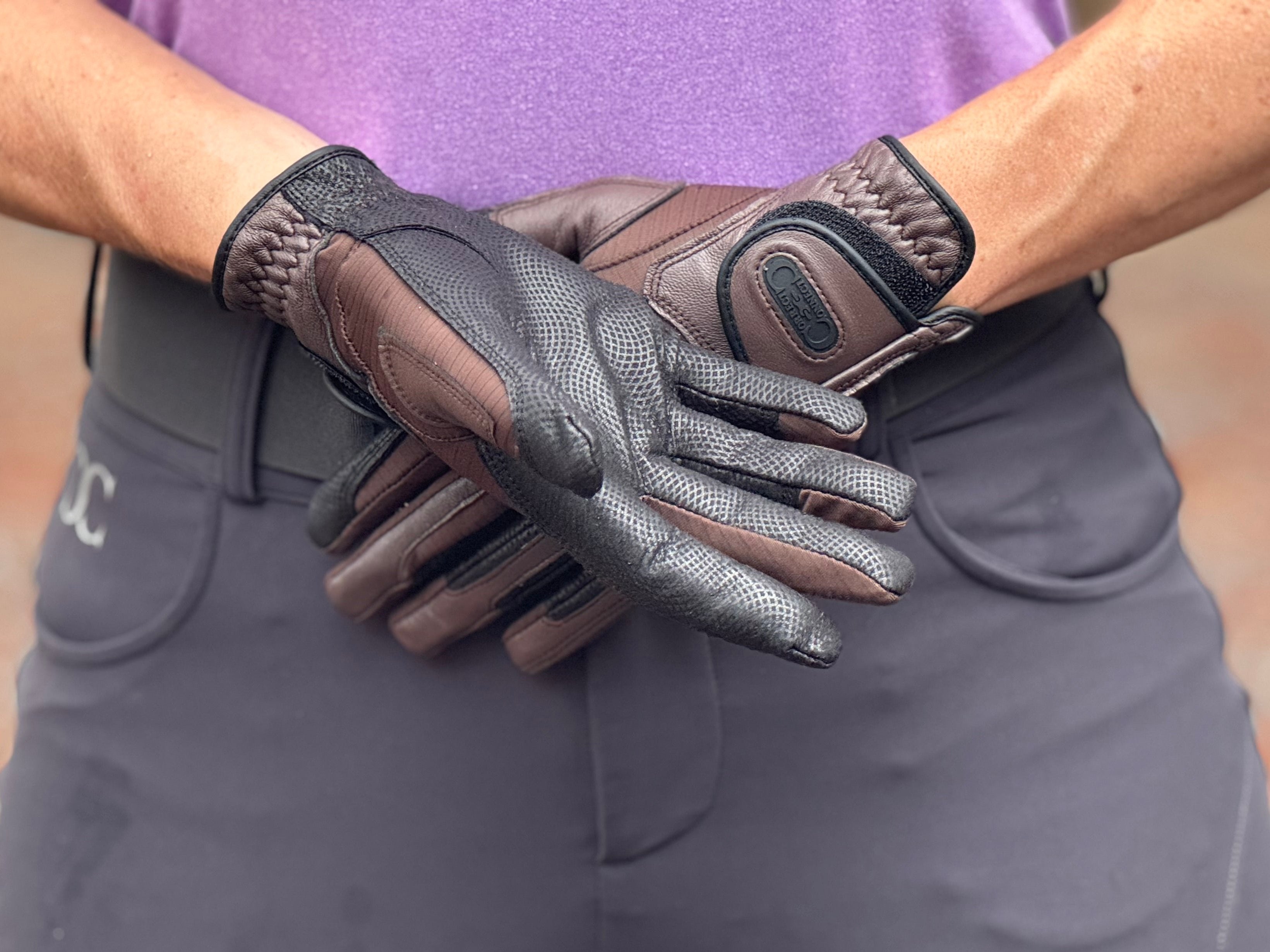 CorrectConnect Tackified Copper Tech™️ Leather Premium Riding Glove in Brown - CorrectConnect - Equiluxe Tack