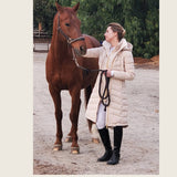 Cream Duck Down Riding Coat with Velvet Collar - Dressage Queen Dream - Equiluxe Tack