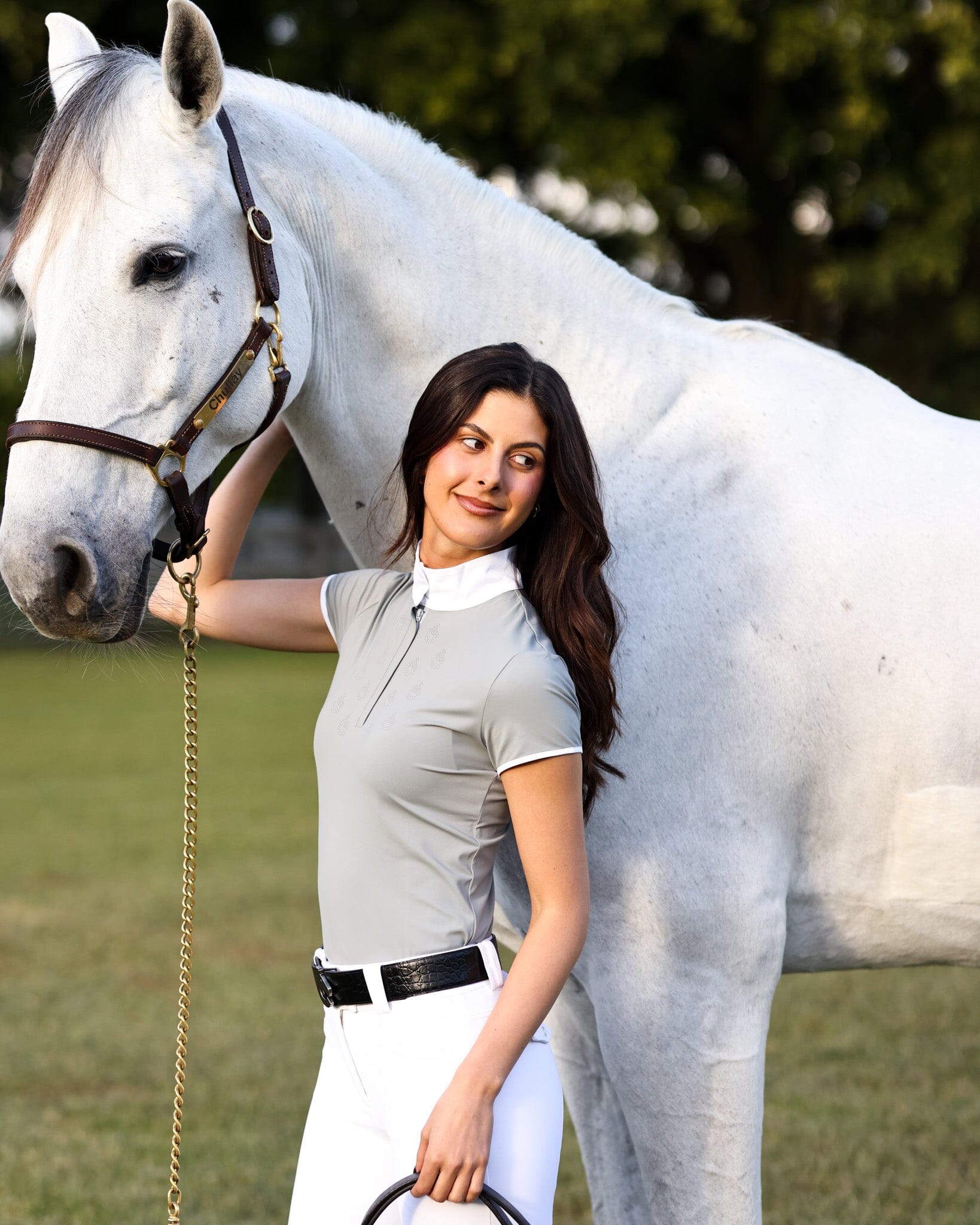 CRINIĒRE Bella Short Sleeve Show Shirt | Dove Gray - C R I N I Ē R E - Equiluxe Tack