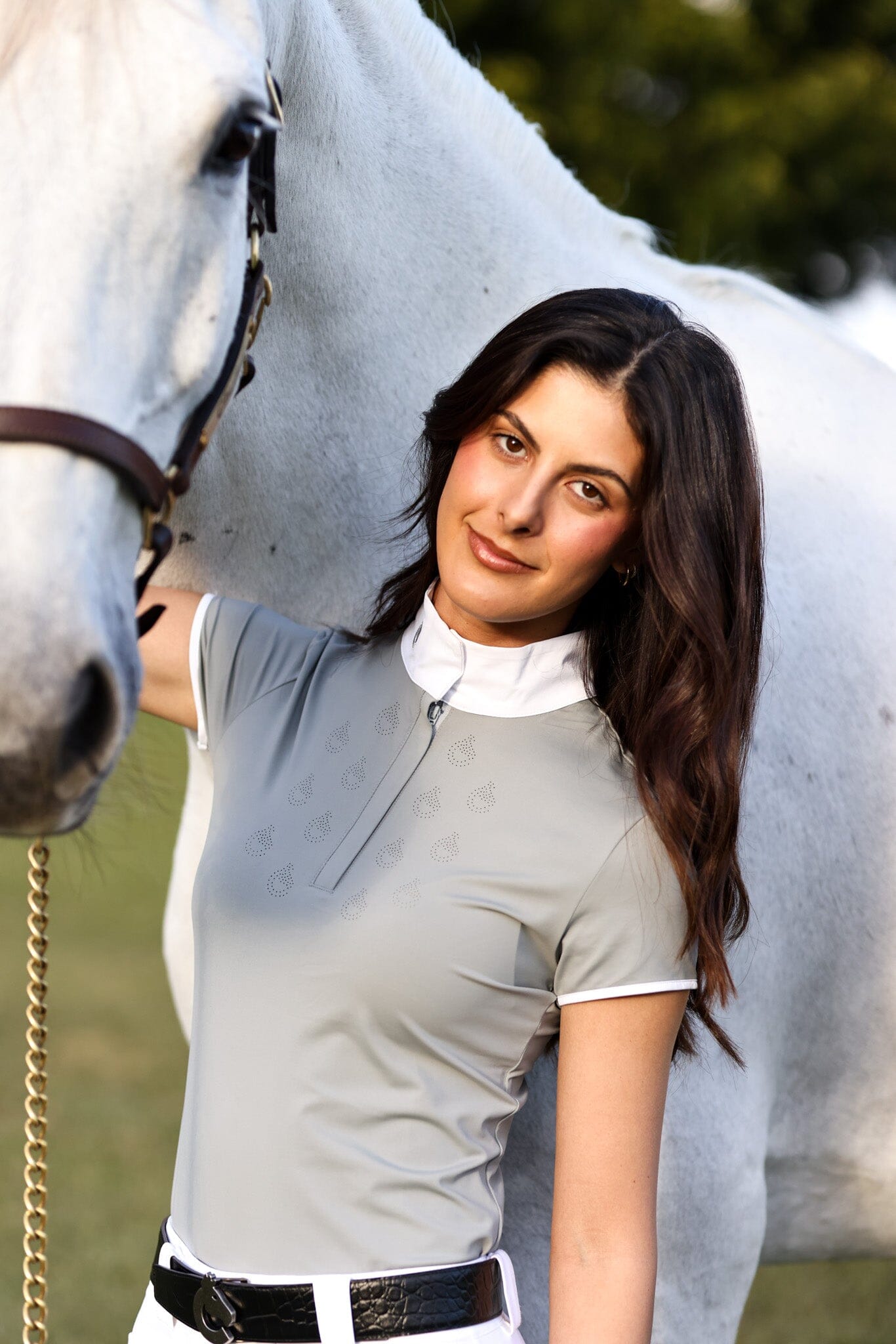 CRINIĒRE Bella Short Sleeve Show Shirt | Dove Gray - C R I N I Ē R E - Equiluxe Tack