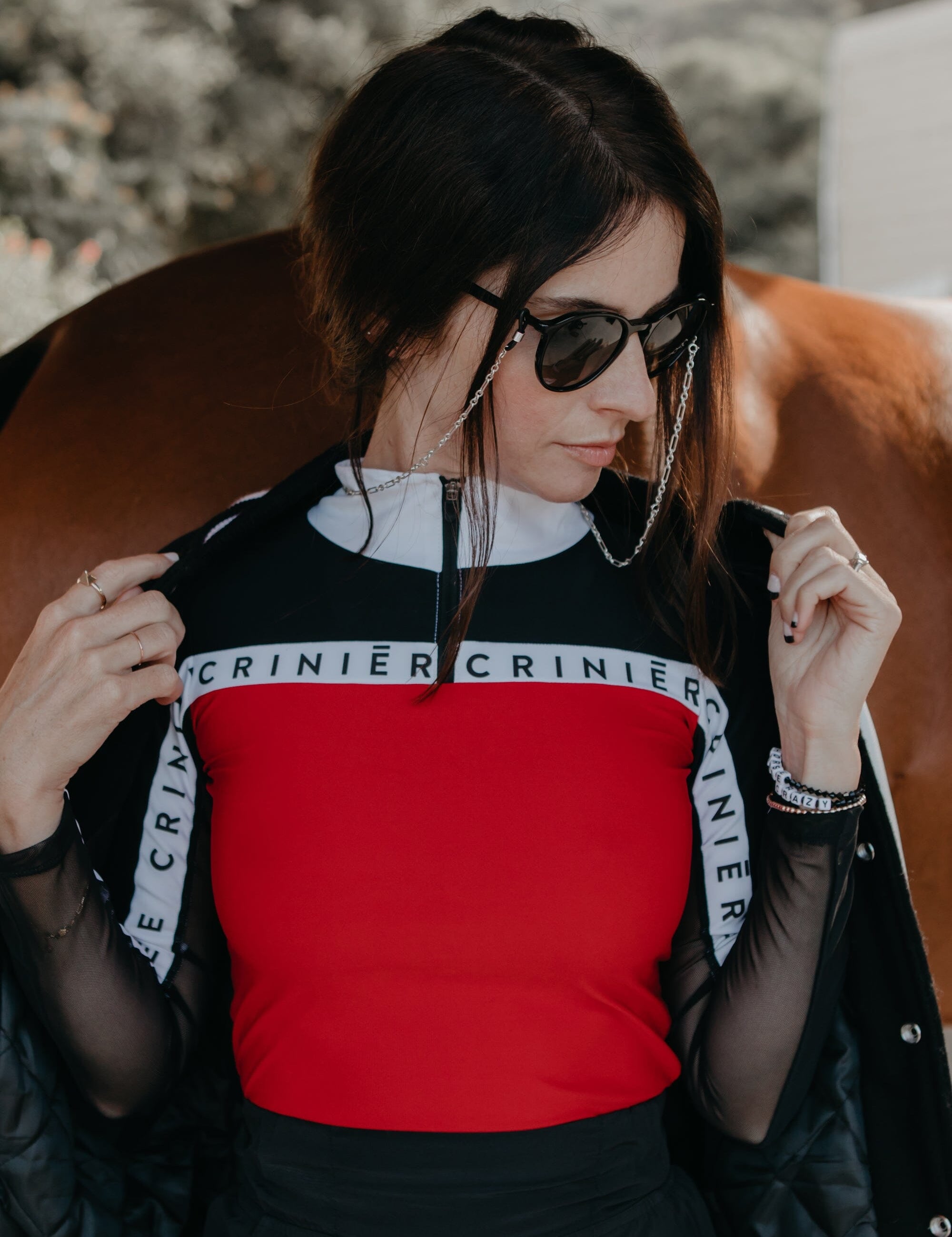 Crinière Black & Red Estella Riding Shirt - CriniereLife - Equiluxe Tack